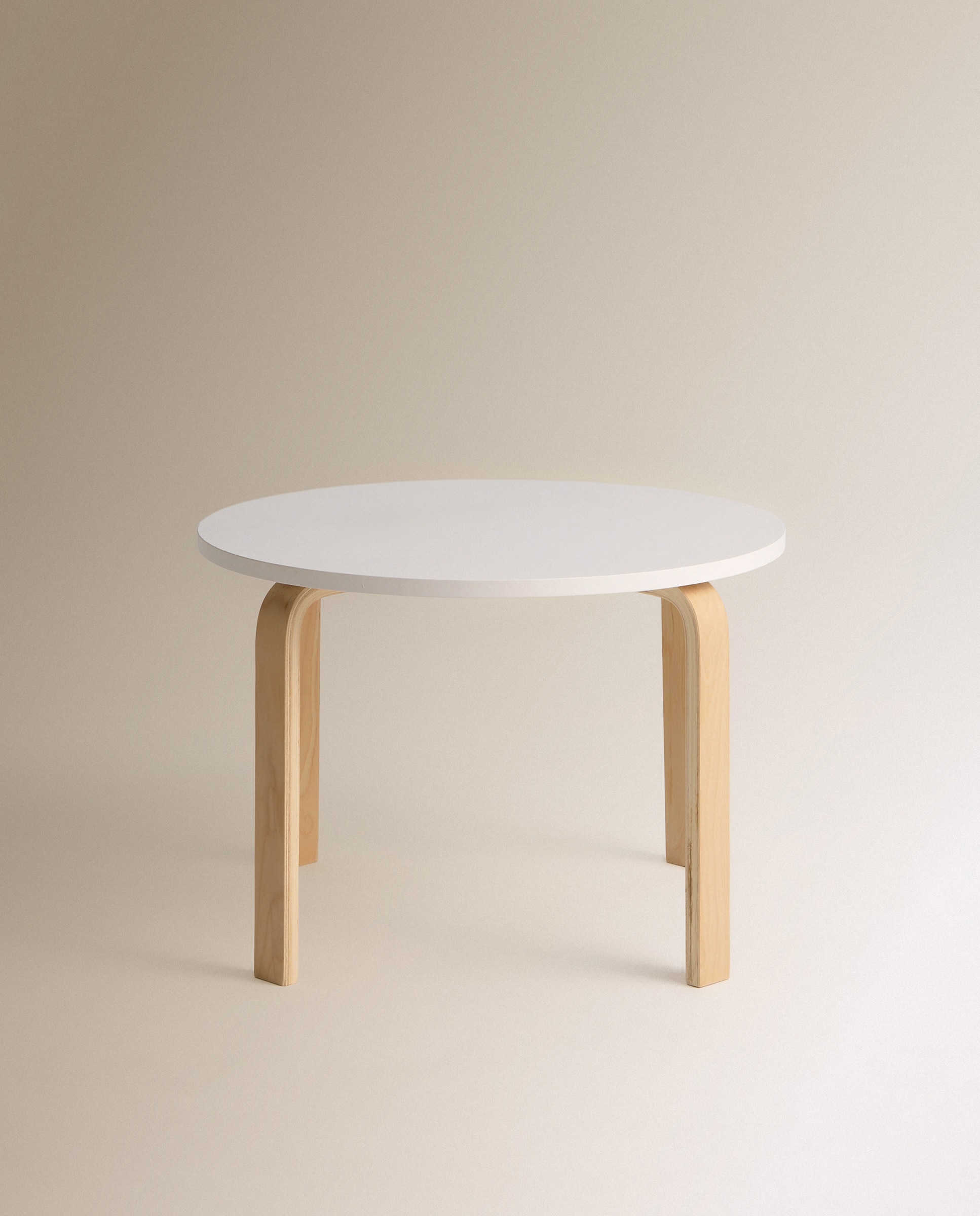 Conjunto Infantil de Mesa + 4 Bancos de Madeira de Faia Moon Natural / Branco-4