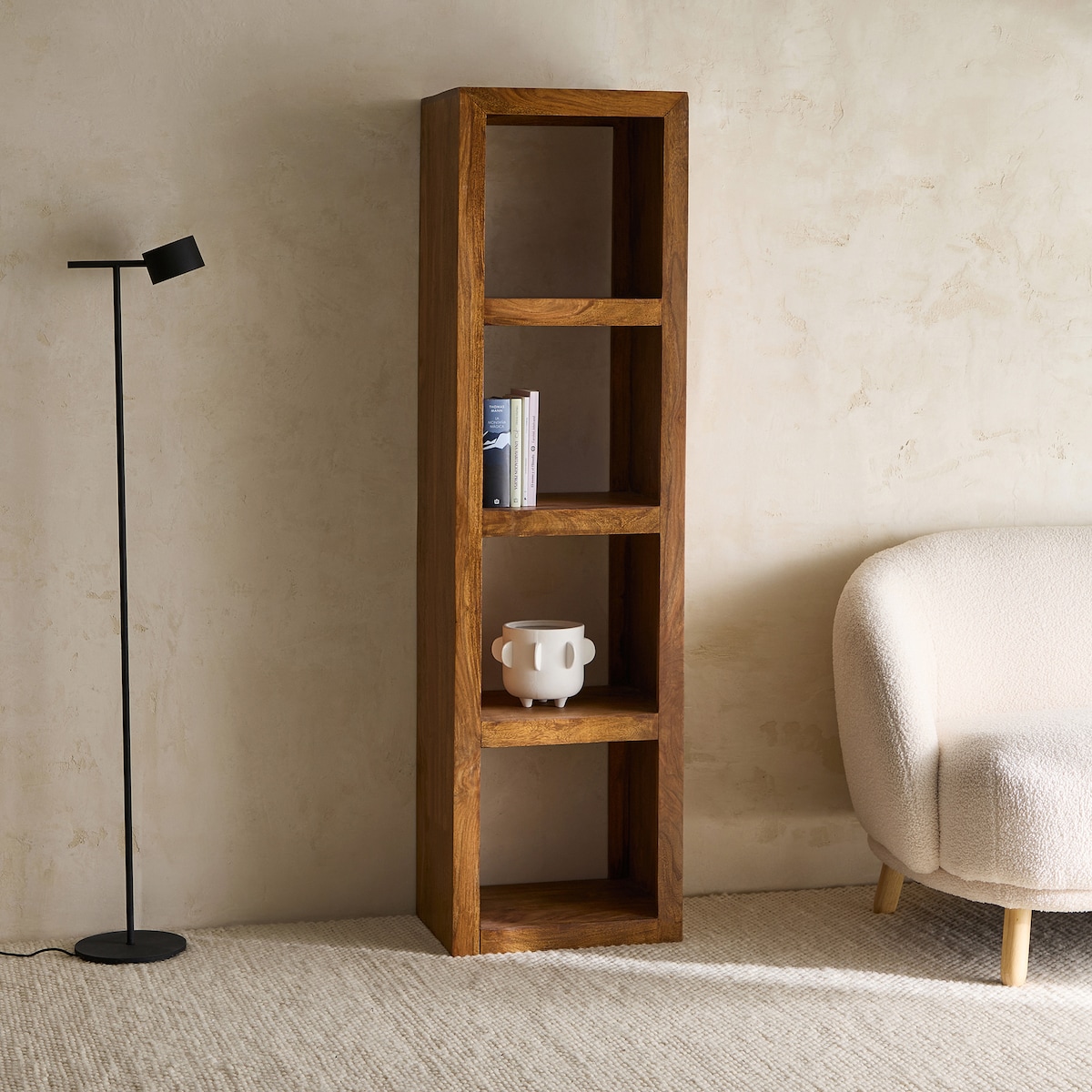 Estante de Pau-Rosa com 4 Prateleiras Bombay Nogueira-1