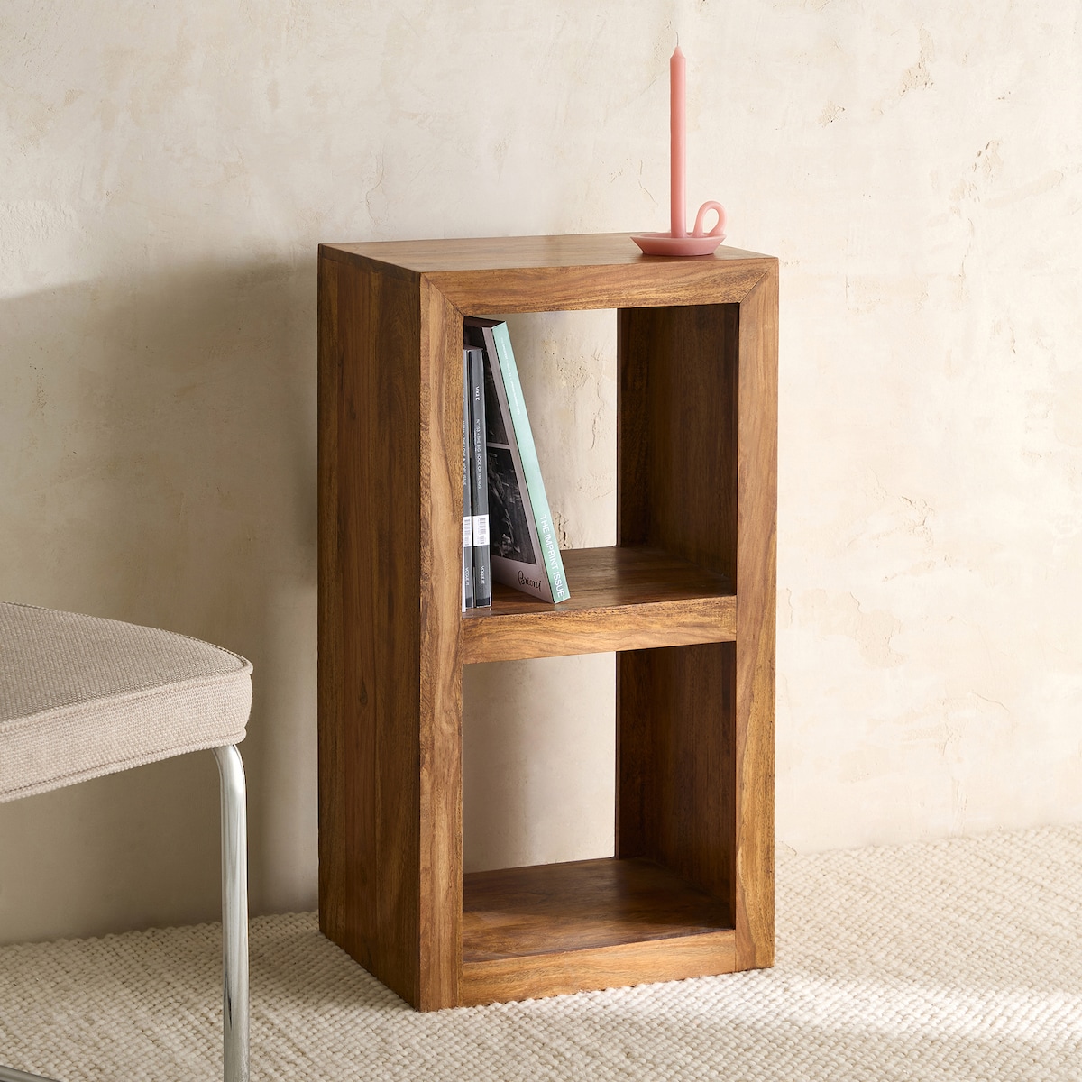 Estante de Pau-Rosa com 2 Espaços Bombay Nogueira-1