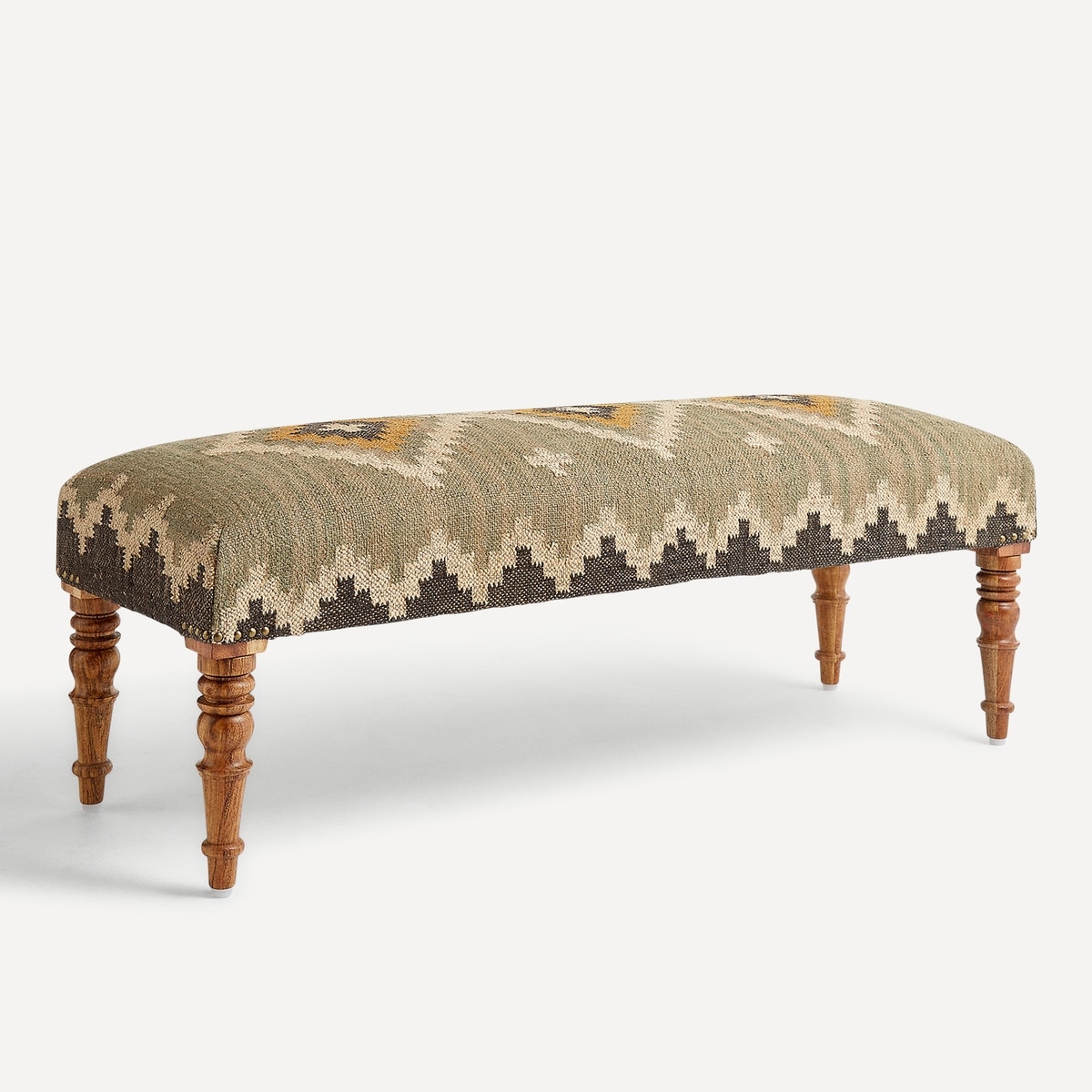 Imagem 0 de Banco de Madeira de Mangueira Estofado Delhi - Verde