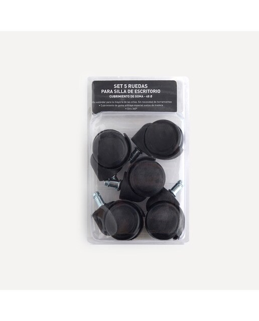 Juego de 5 ruedas para silla de escritorio El Corte Inglés Negro-6