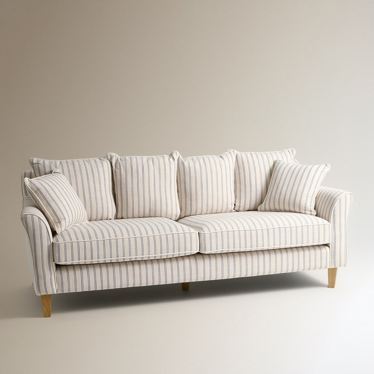 Sofá de 3 lugares azul com risca bege Porto Bege-2