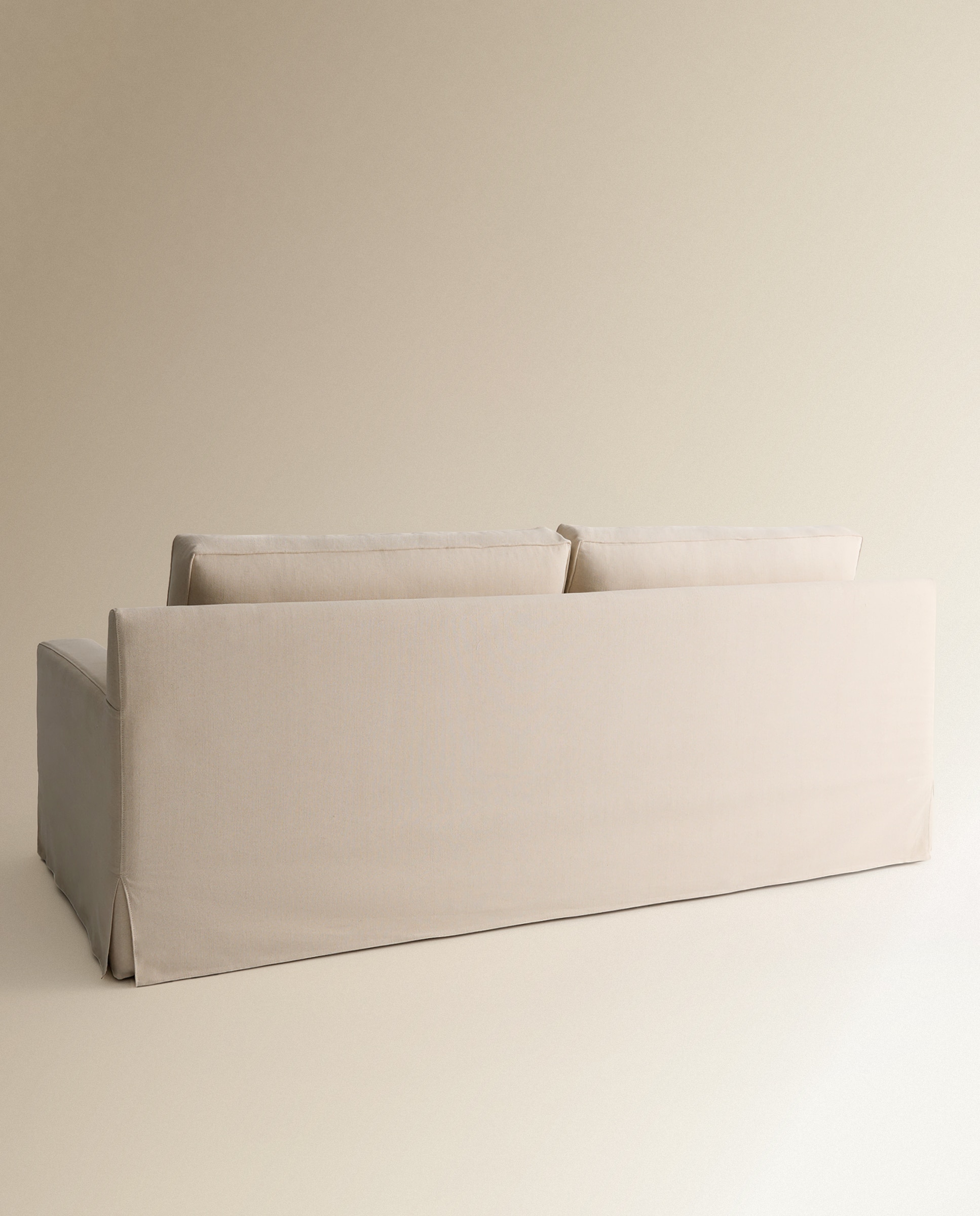 Sofá de 3 Lugares Desembainhável de Algodão e Linho Como Branco-5