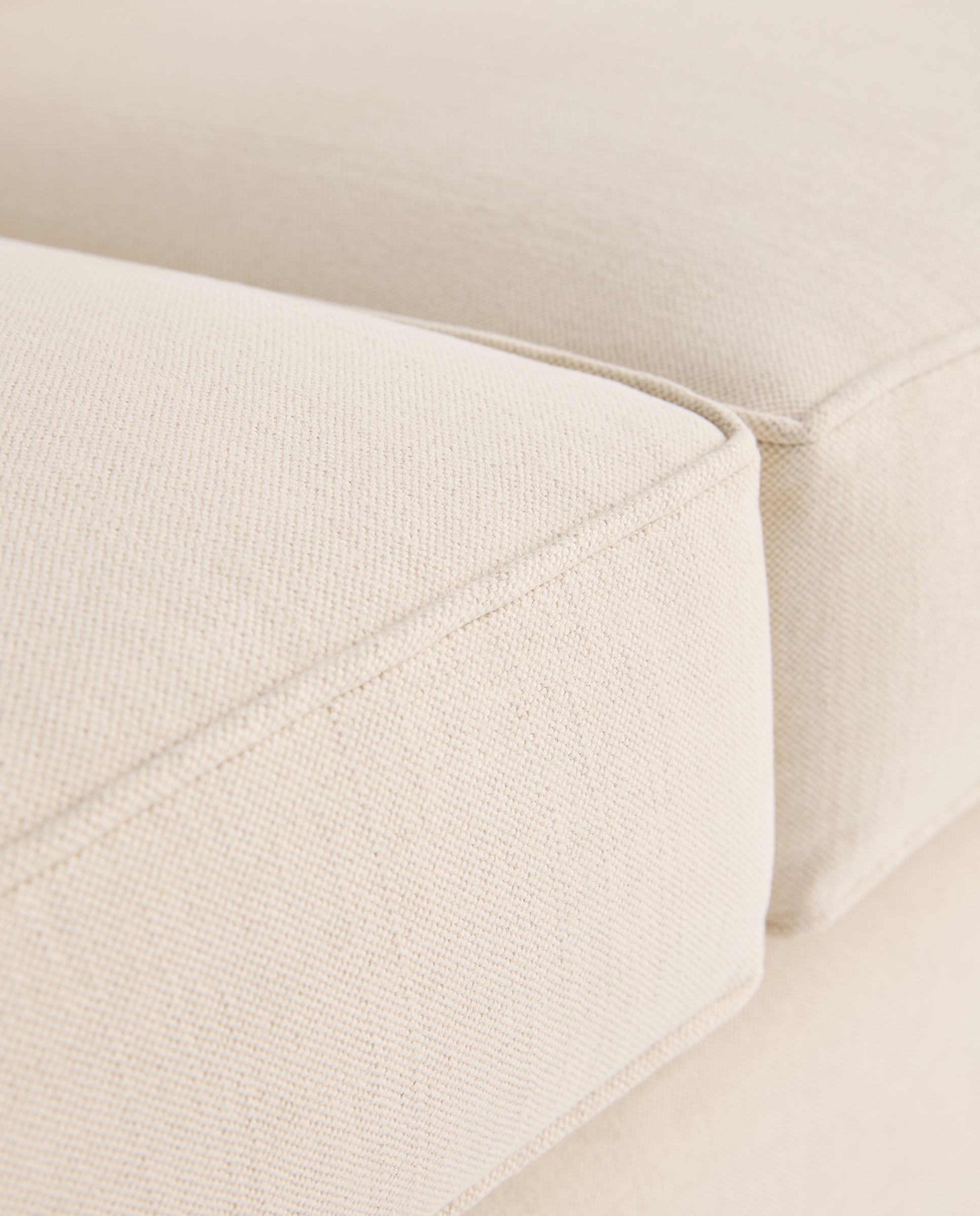 Sofá de 3 Lugares Desembainhável de Algodão e Linho Como Branco-6