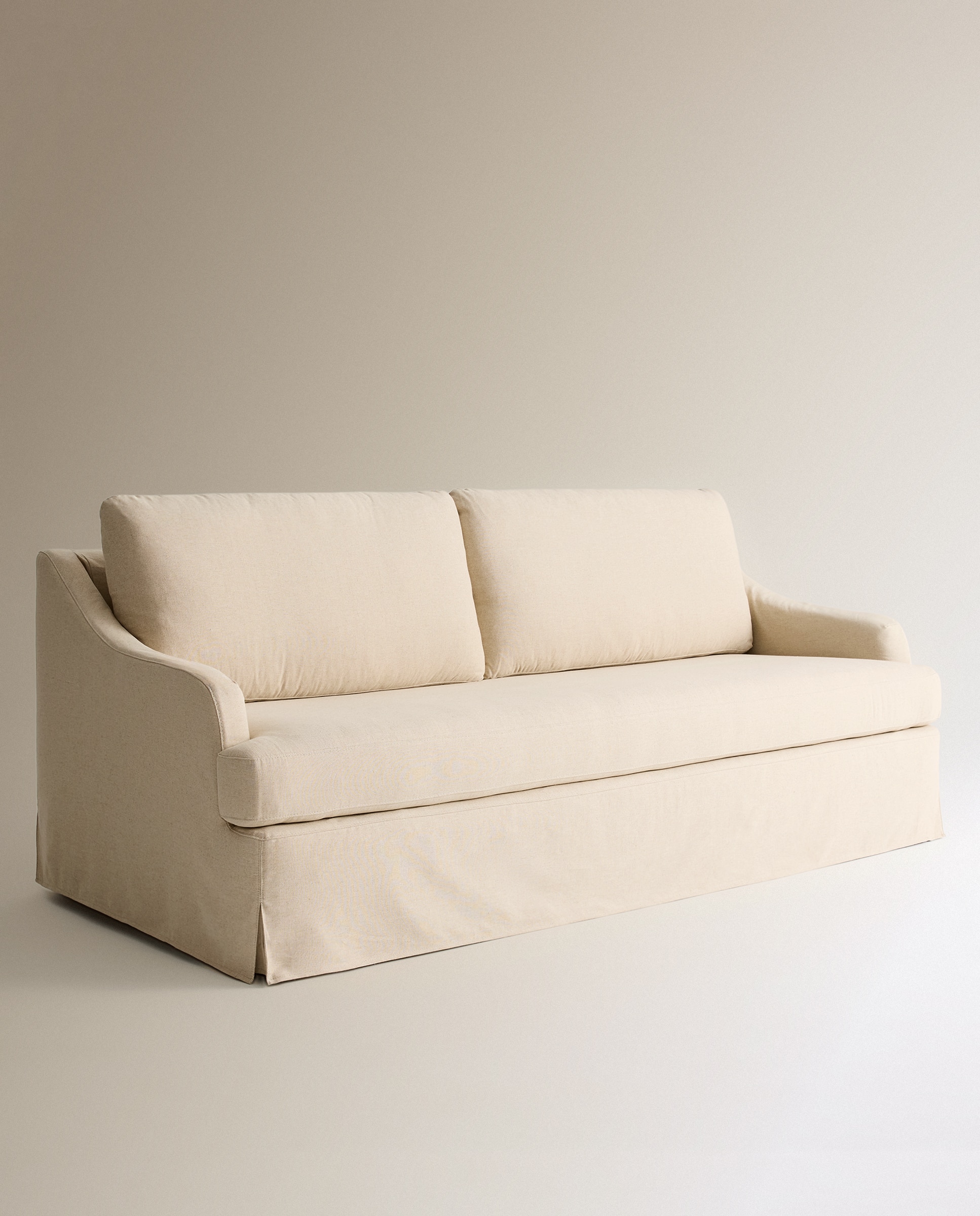 Sofá de 3 plazas desenfundable mezcla lino Devon - Natural Natural-2