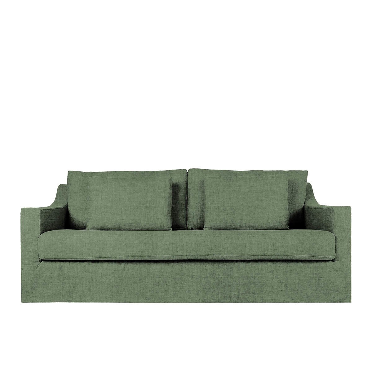 Sofá de 2,5 plazas desenfundable de lino Line - Marbore Verde piedra Marbore Verde piedra-1