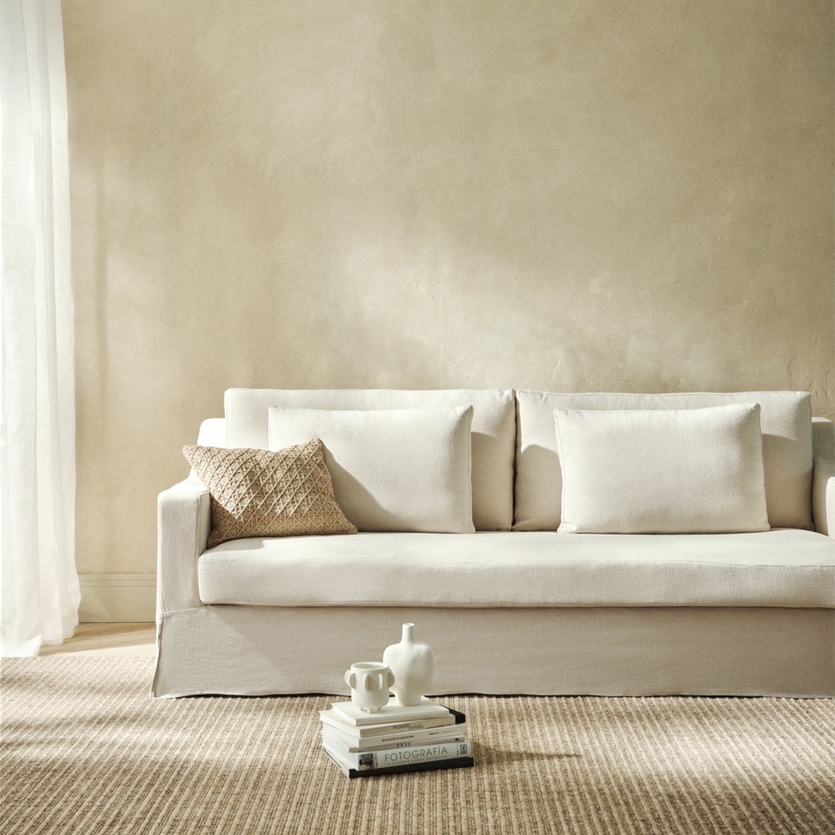 Imagem 0 de Sofá de 3 Lugares Desembainhável de Linho