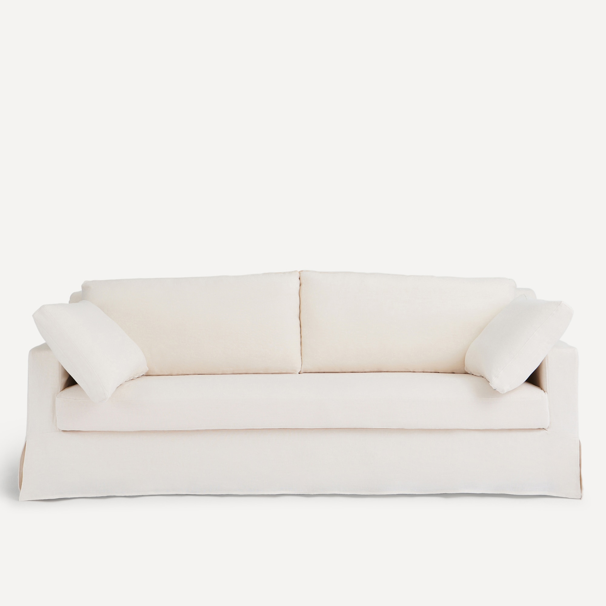 Sofá de 3 Lugares Desembainhável de Linho Marbore Branco-2