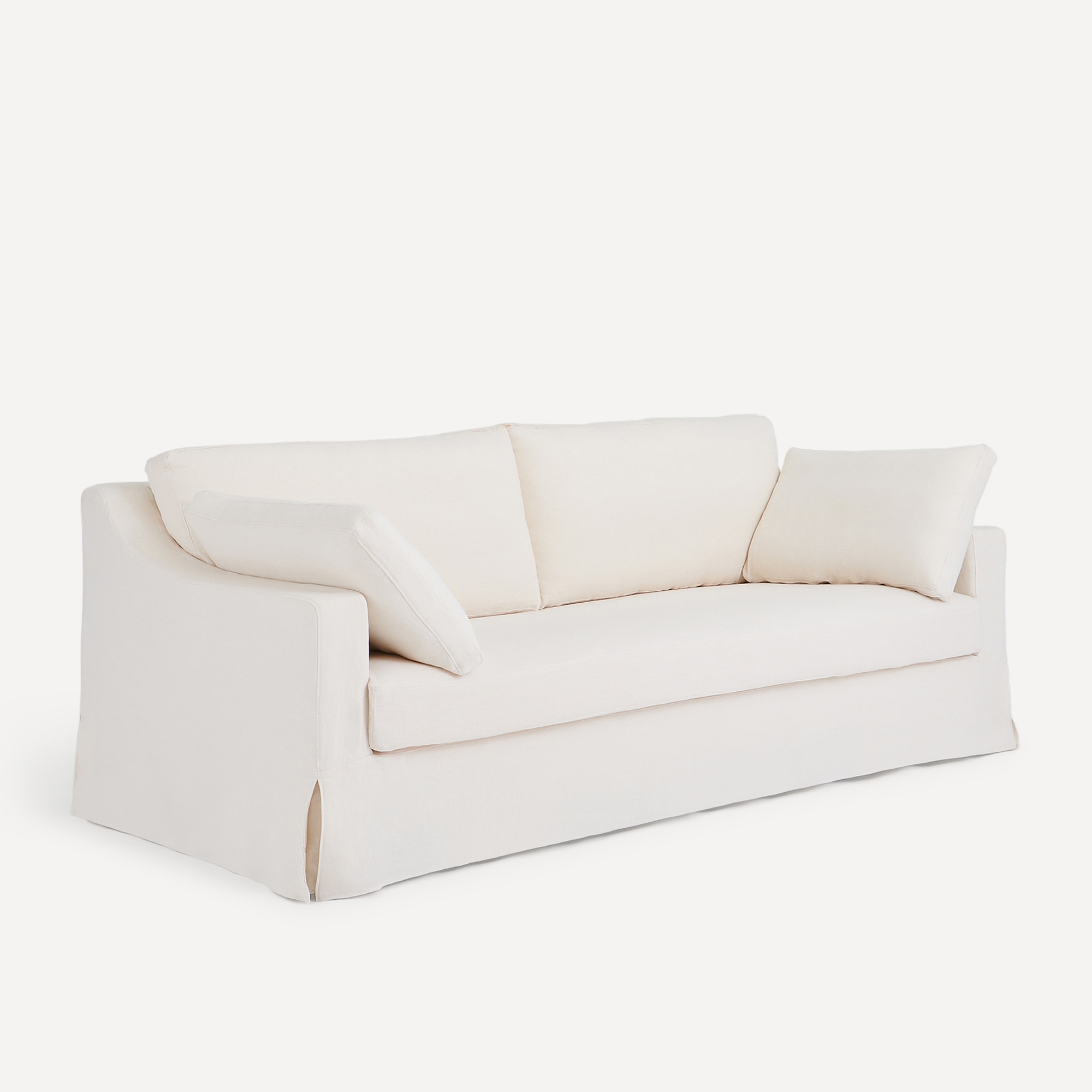 Sofá de 3 Lugares Desembainhável de Linho Marbore Branco-3