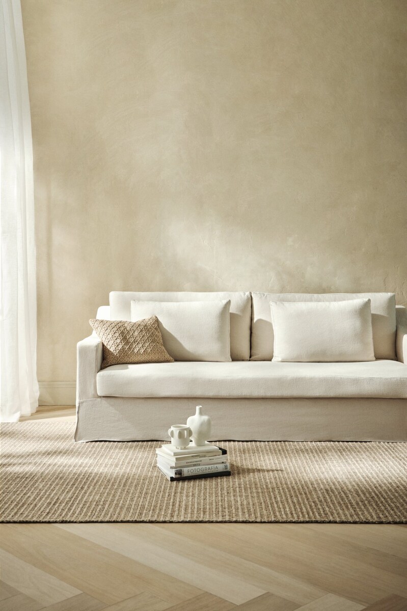 Sofá de 3 plazas desenfundable de lino Line Marbore Blanco-9