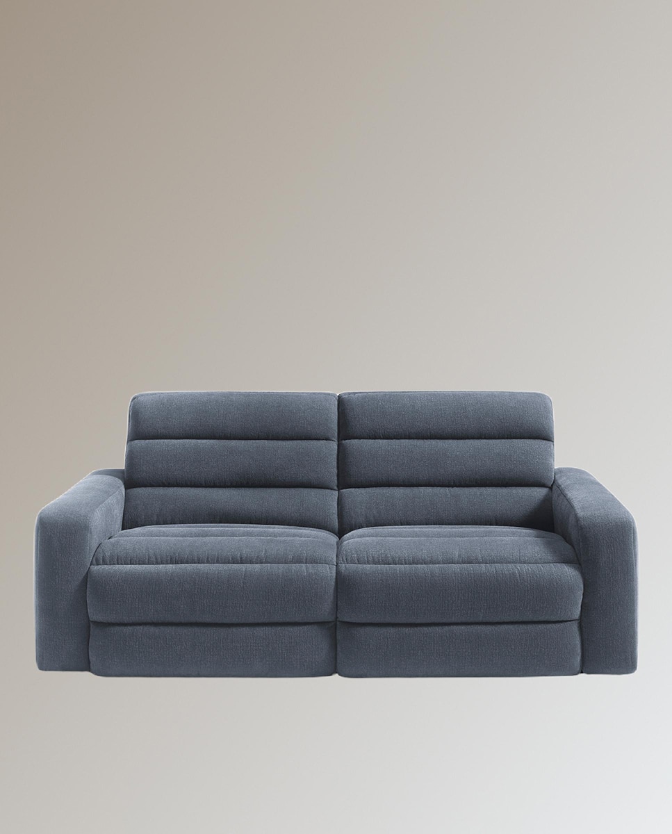 Sofá de 3 plazas con 2 asientos relax eléctricos Reno - Gris 222 cm Gris-1