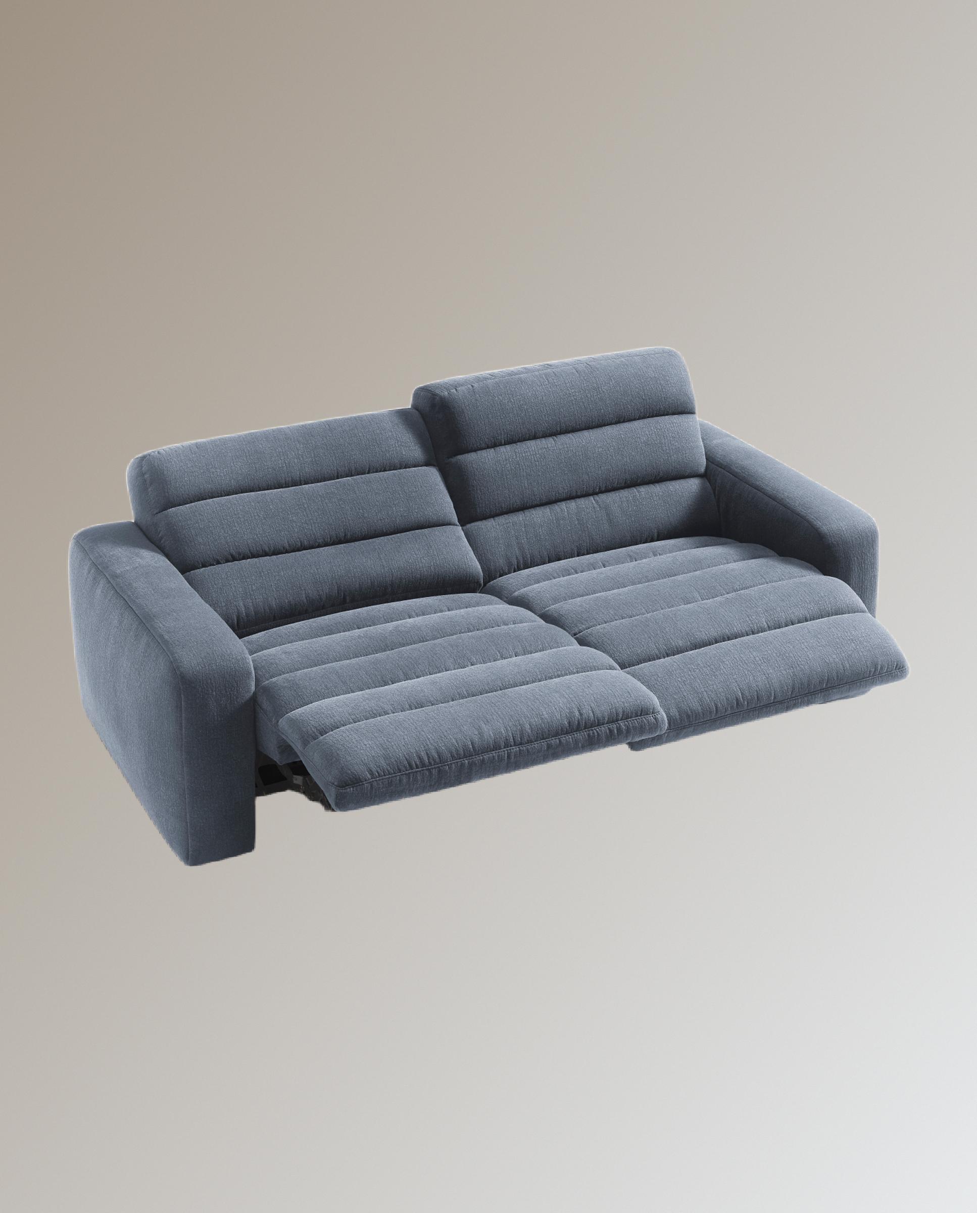 Sofá de 3 plazas con 2 asientos relax eléctricos Reno - Gris 222 cm Gris-9