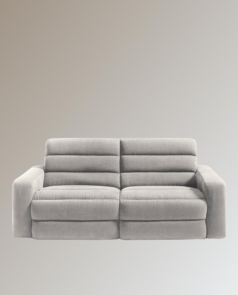 Sofá de 3 plazas con 2 asientos relax eléctricos Reno - Gris claro 222 cm Gris claro-1