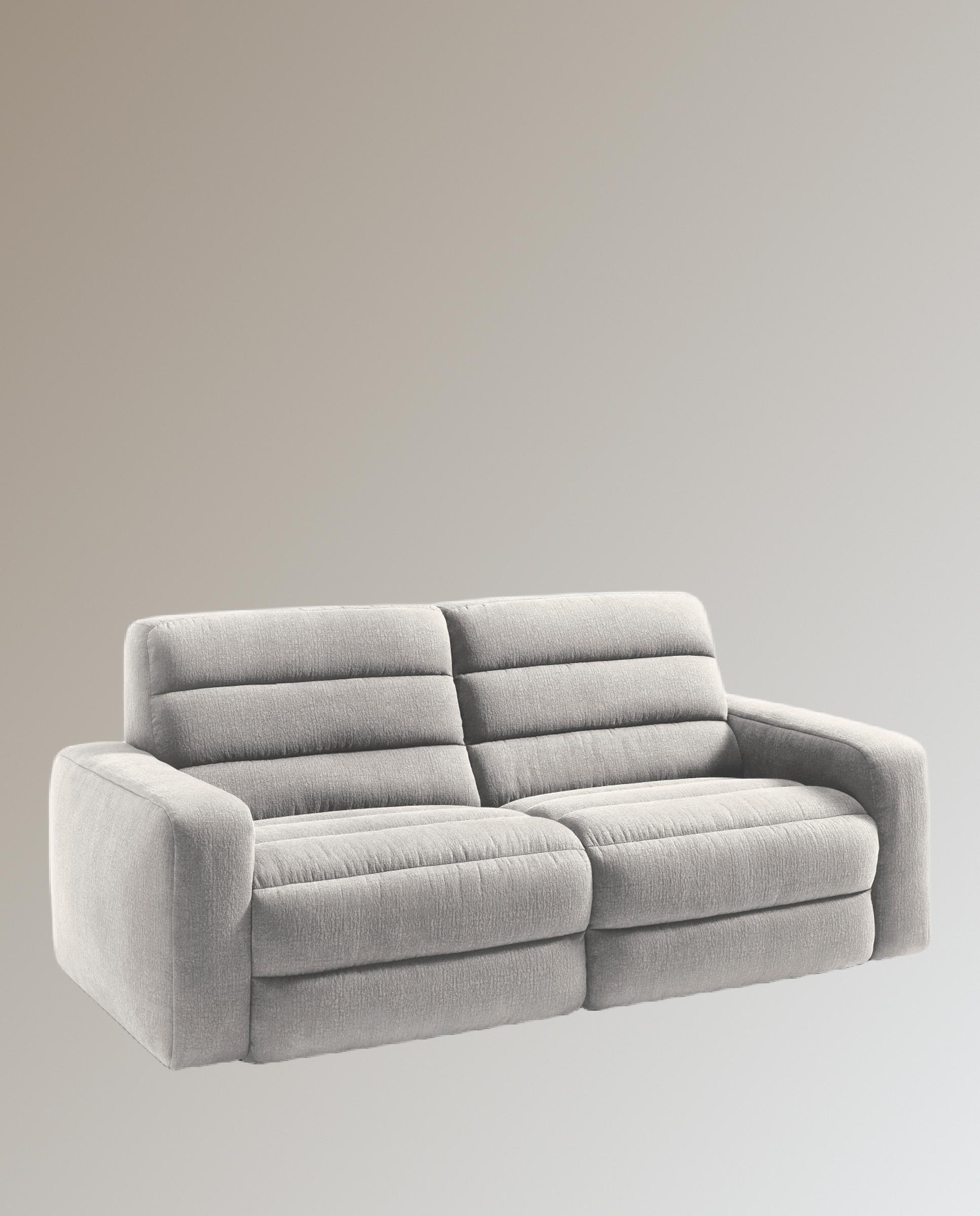 Sofá de 3 plazas con 2 asientos relax eléctricos Reno - Gris claro 222 cm Gris claro-2