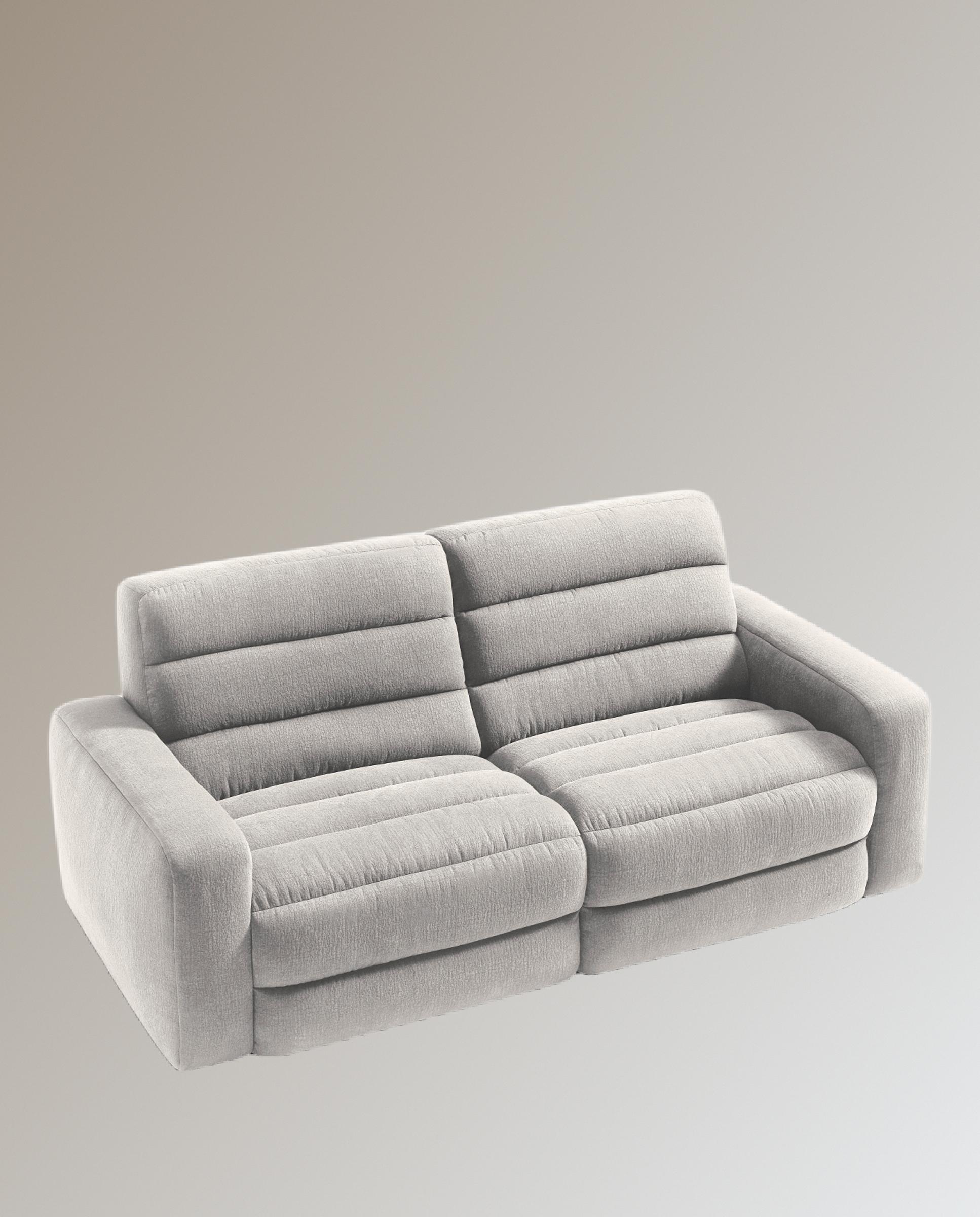 Sofá de 3 plazas con 2 asientos relax eléctricos Reno - Gris claro 222 cm Gris claro-4