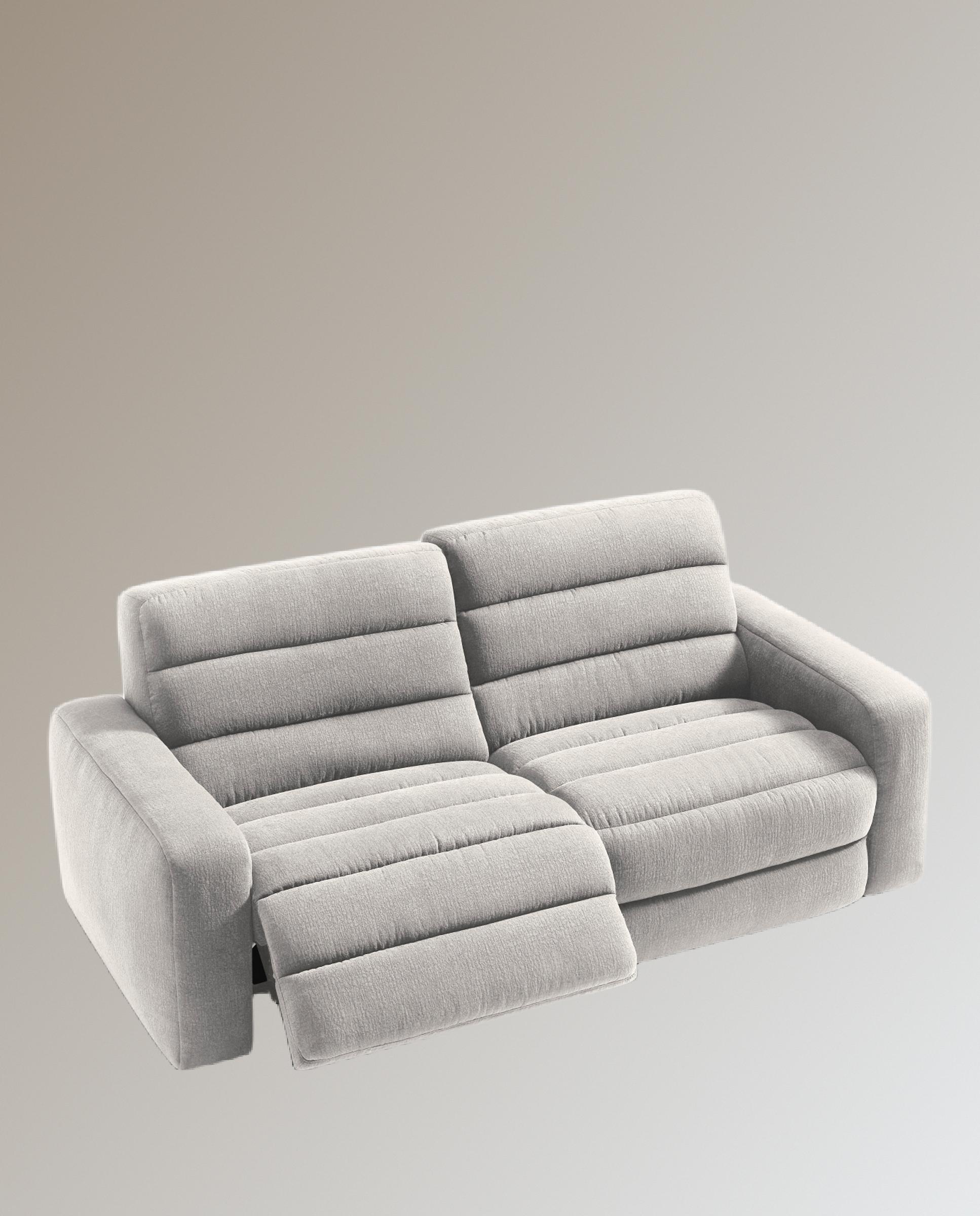 Sofá de 3 plazas con 2 asientos relax eléctricos Reno - Gris claro 222 cm Gris claro-5
