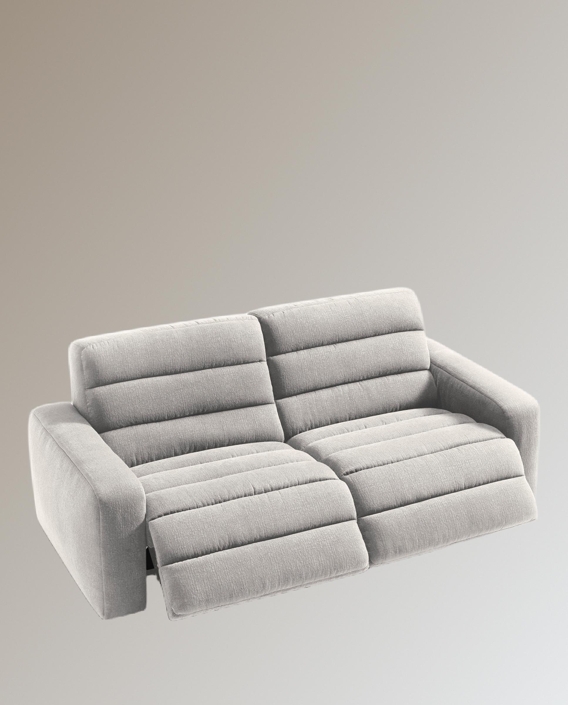 Sofá de 3 plazas con 2 asientos relax eléctricos Reno - Gris claro 222 cm Gris claro-6