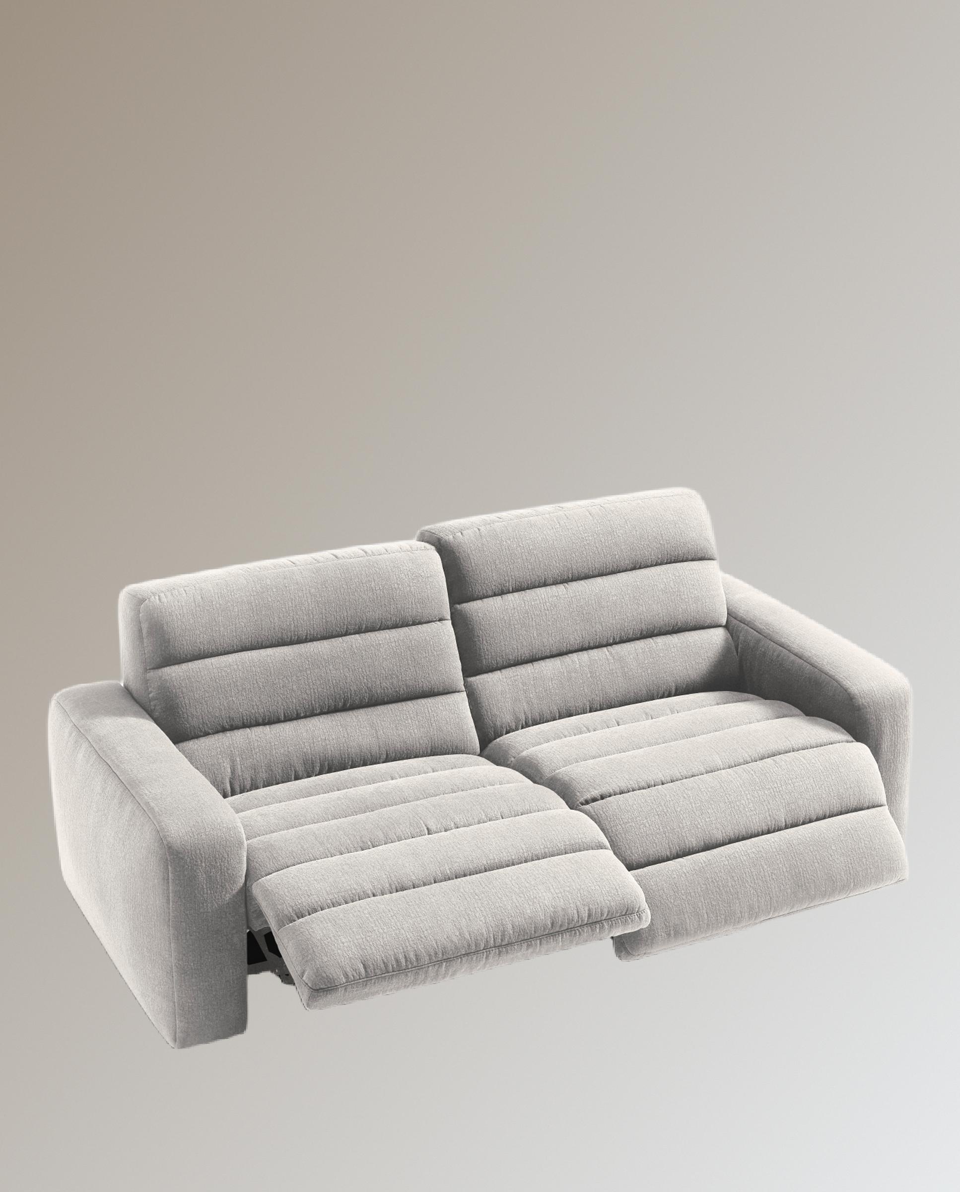 Sofá de 3 plazas con 2 asientos relax eléctricos Reno - Gris claro 222 cm Gris claro-7