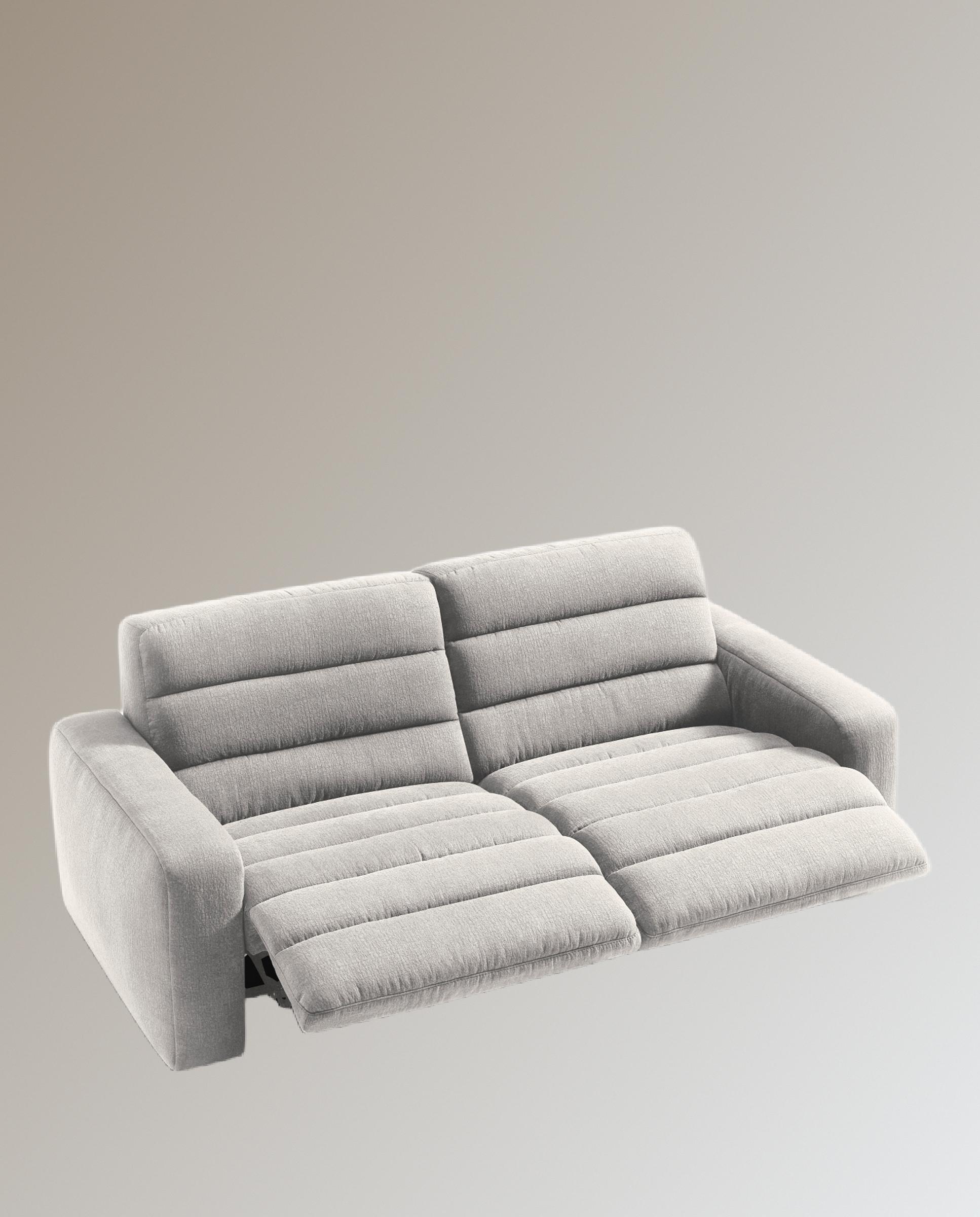 Sofá de 3 plazas con 2 asientos relax eléctricos Reno - Gris claro 222 cm Gris claro-8