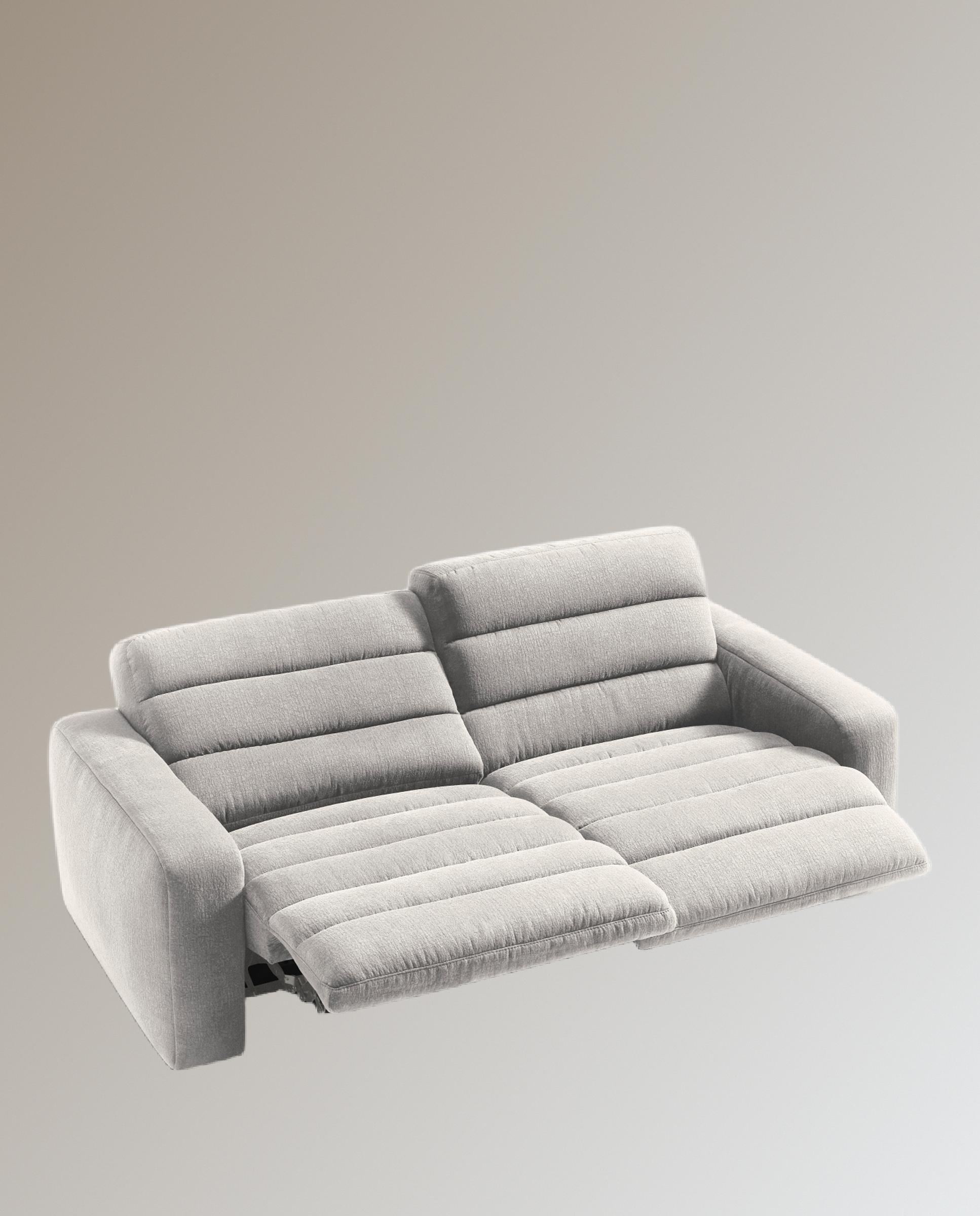 Sofá de 3 plazas con 2 asientos relax eléctricos Reno - Gris claro 222 cm Gris claro-9