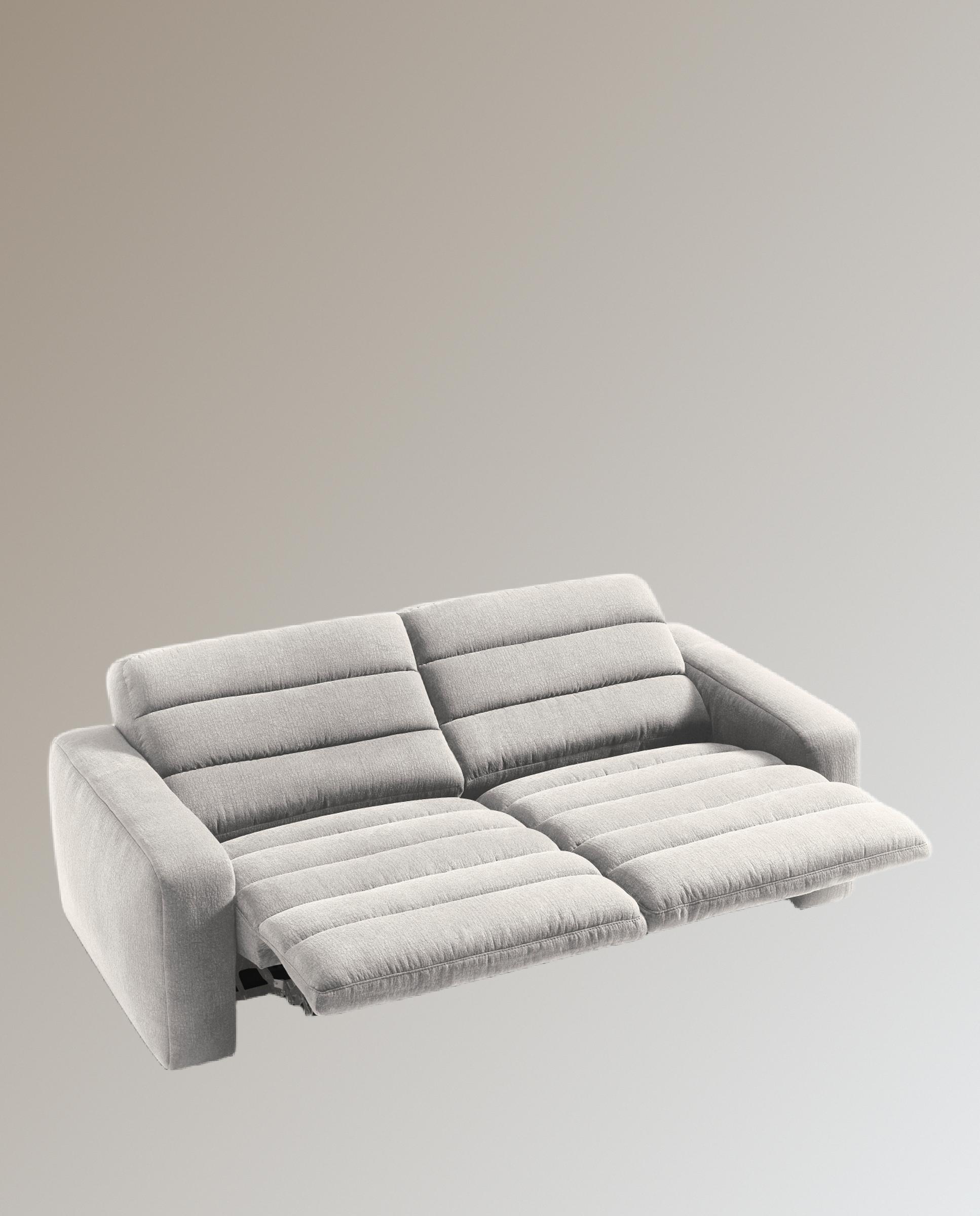 Sofá de 3 plazas con 2 asientos relax eléctricos Reno - Gris claro 222 cm Gris claro-10