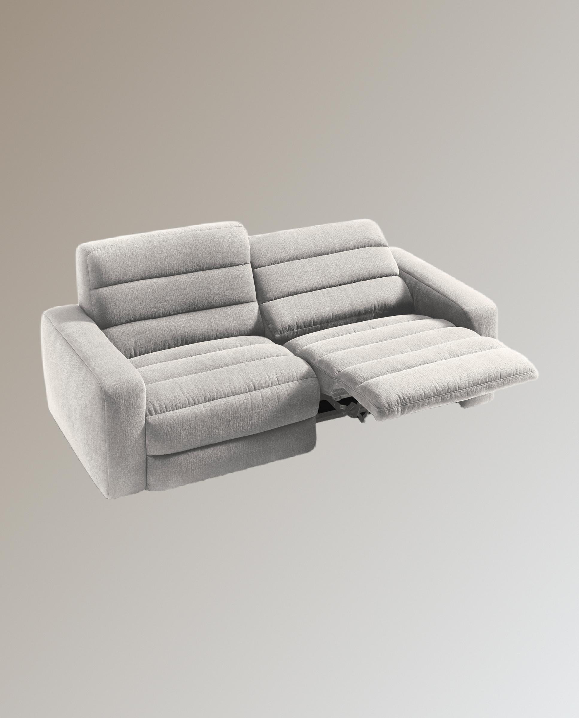 Sofá de 3 plazas con 2 asientos relax eléctricos Reno - Gris claro 222 cm Gris claro-11