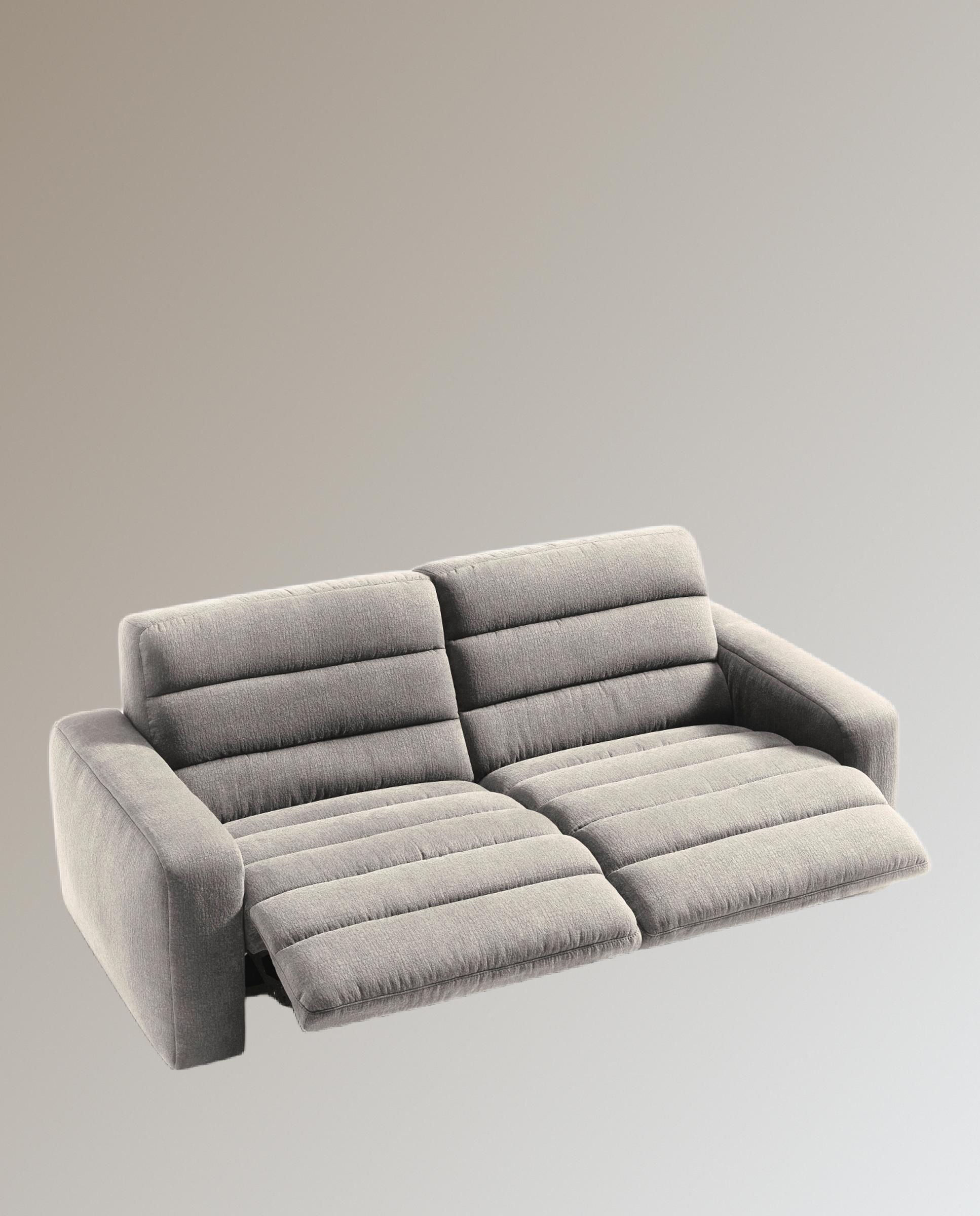 Sofá de 3 plazas con 2 asientos relax eléctricos Reno - Tostado 222 cm Tostado-8