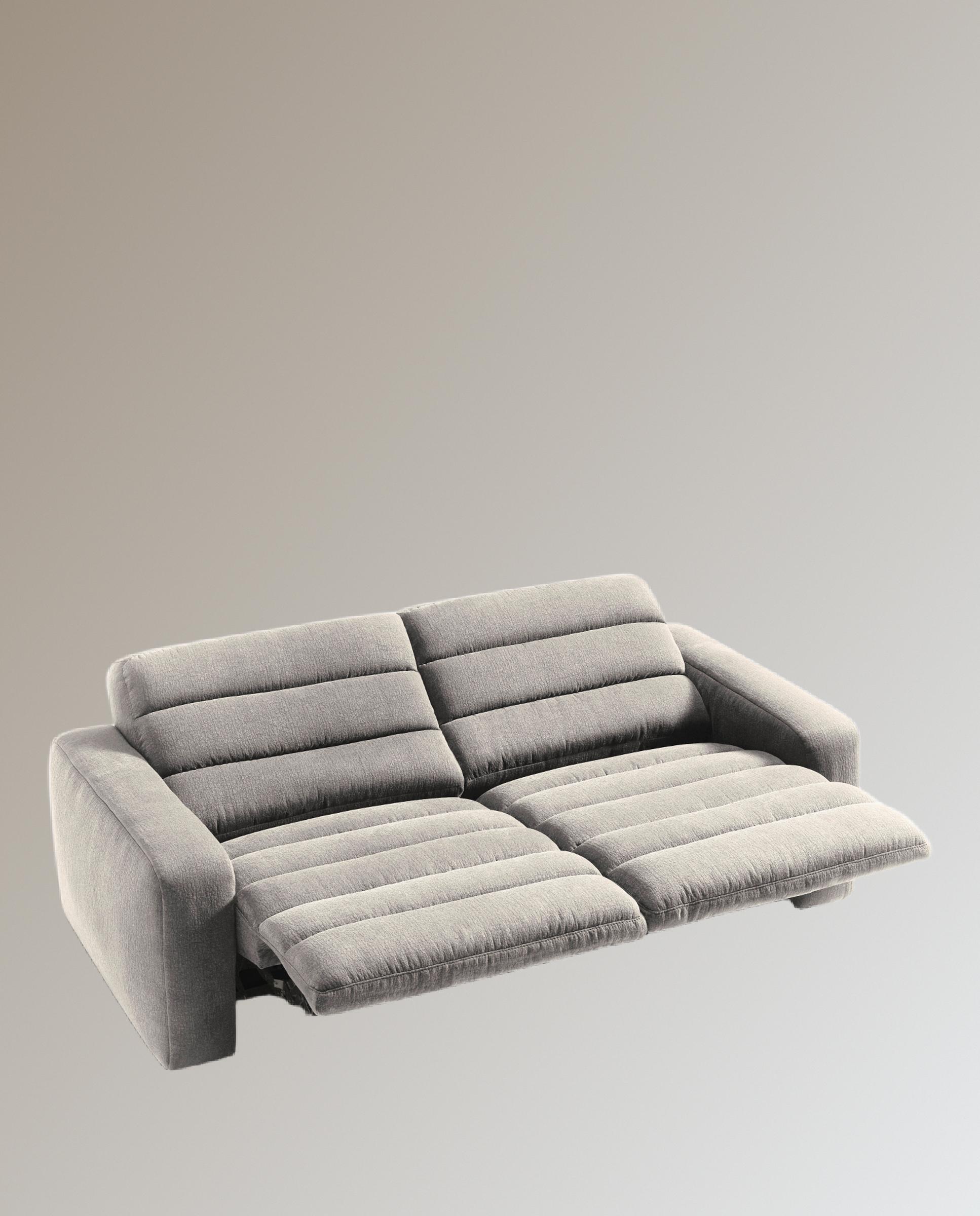 Sofá de 3 plazas con 2 asientos relax eléctricos Reno - Tostado 222 cm Tostado-10