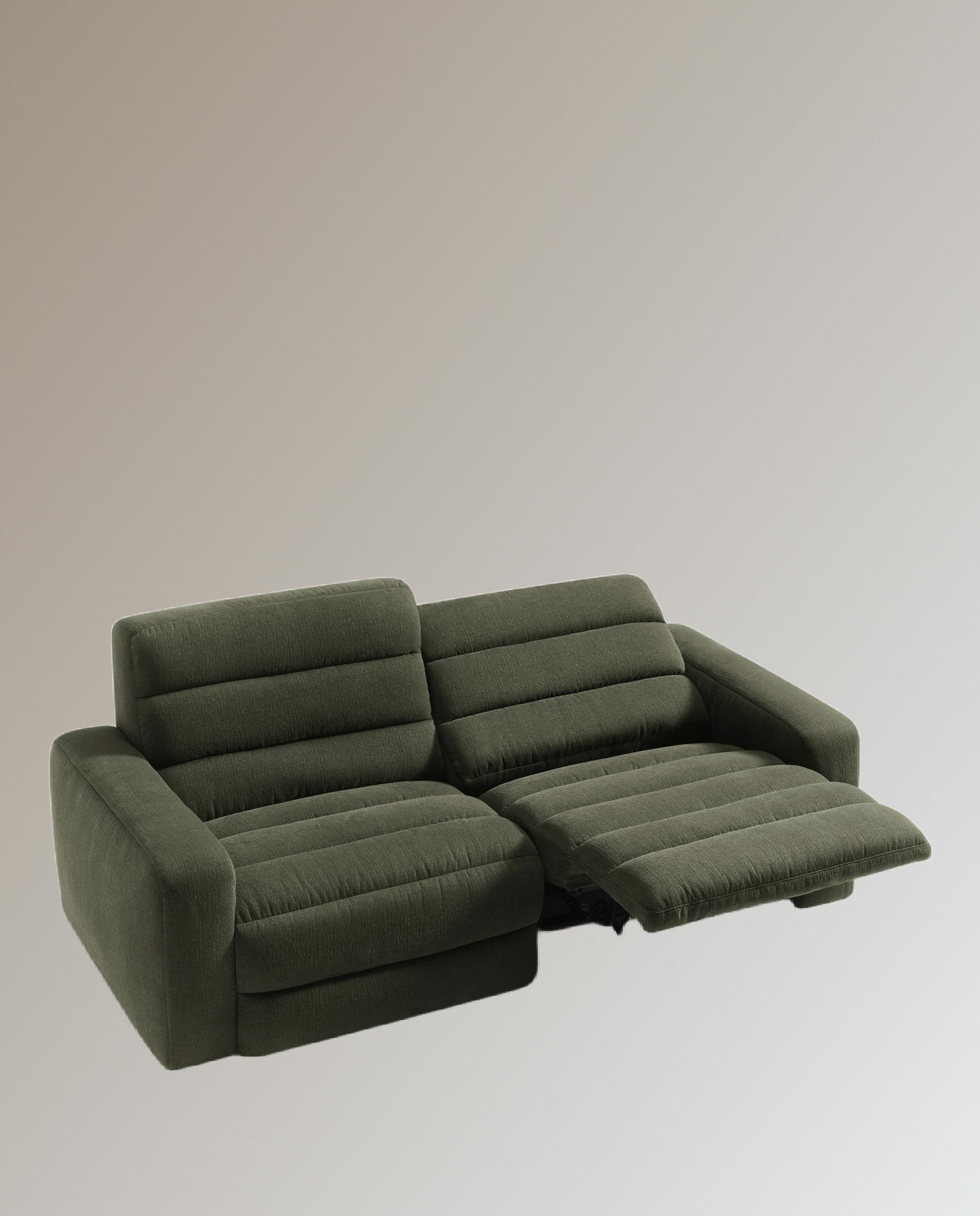 Sofá de 3 plazas con 2 asientos relax eléctricos Reno - Verde 222 cm Verde-11