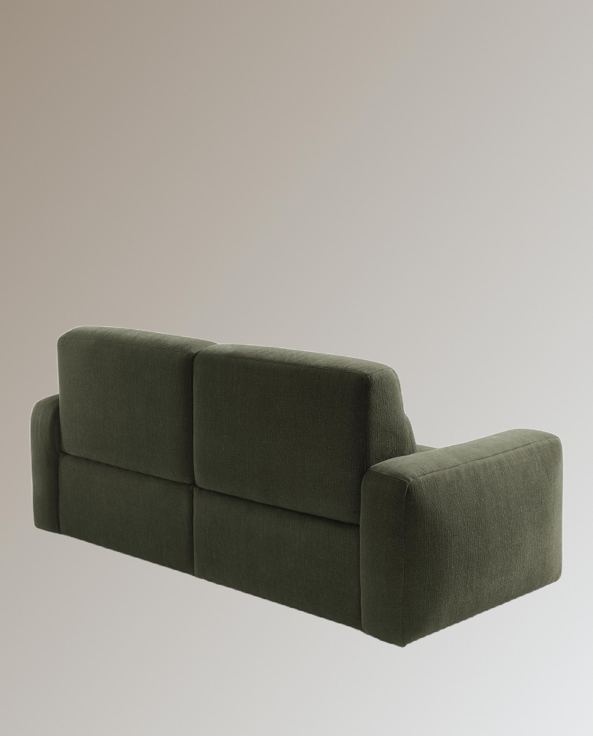 Sofá de 3 plazas con 2 asientos relax eléctricos Reno - Verde 222 cm Verde-12