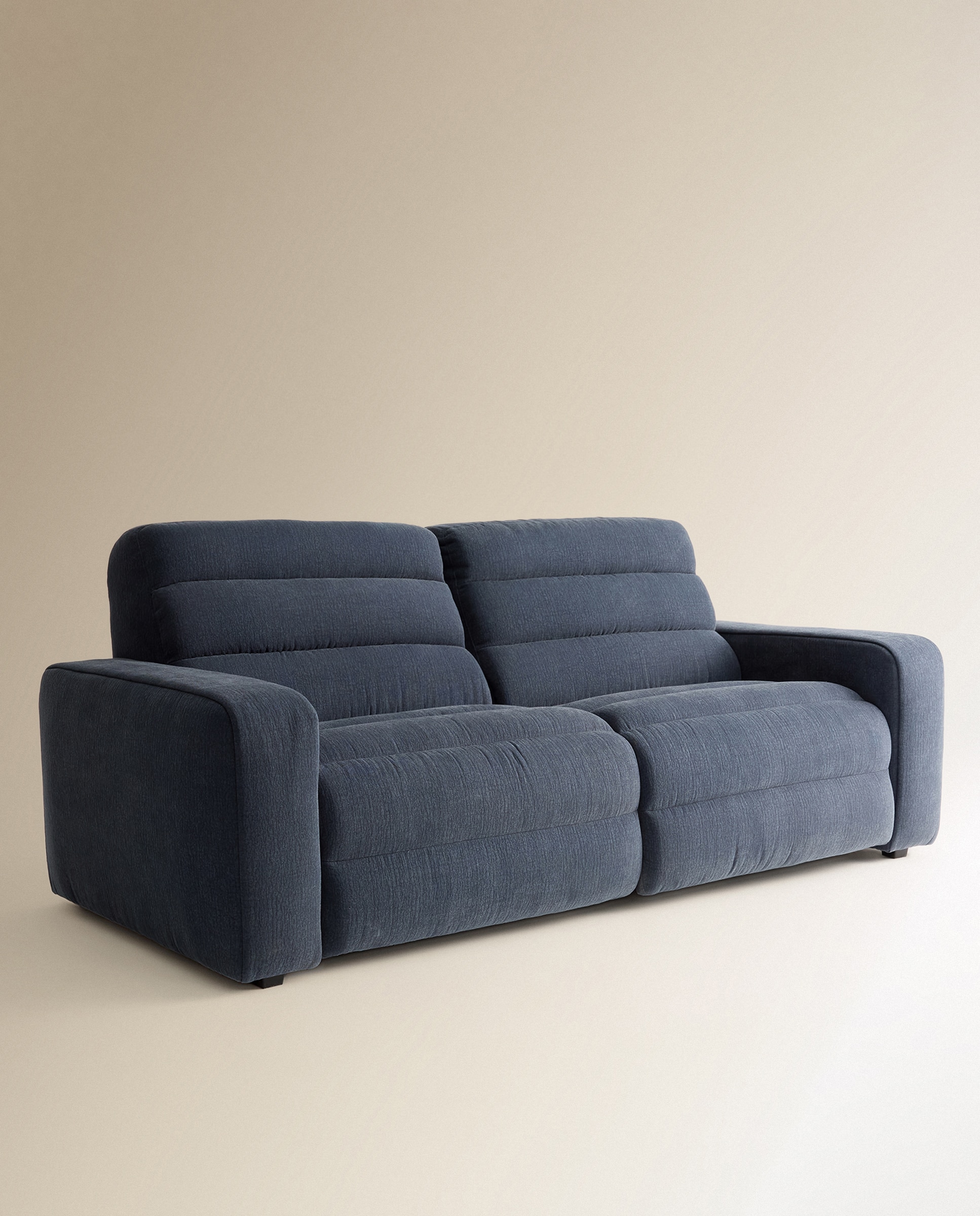 Sofá de 3 plazas con 2 asientos relax eléctricos Reno - Azul 202 cm Azul-4