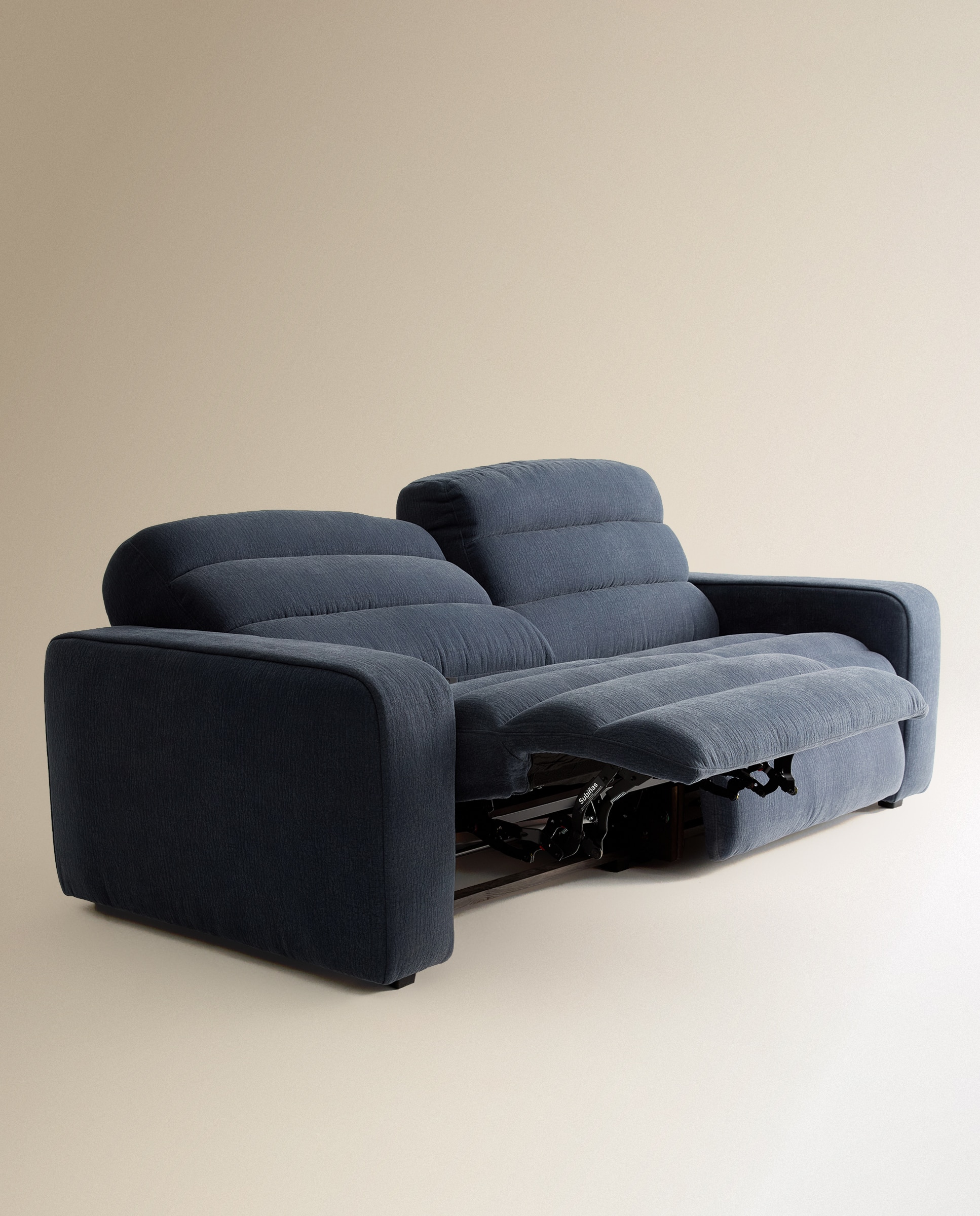 Sofá de 3 plazas con 2 asientos relax eléctricos Reno - Azul 202 cm Azul-8