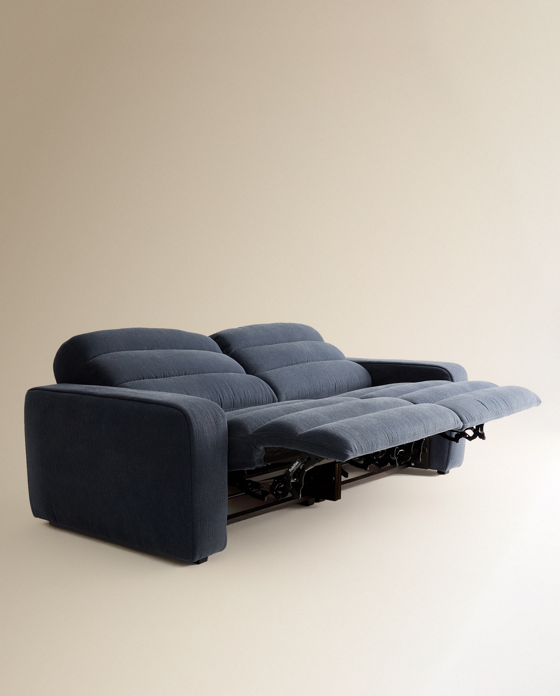 Sofá de 3 plazas con 2 asientos relax eléctricos Reno - Azul 202 cm Azul-9