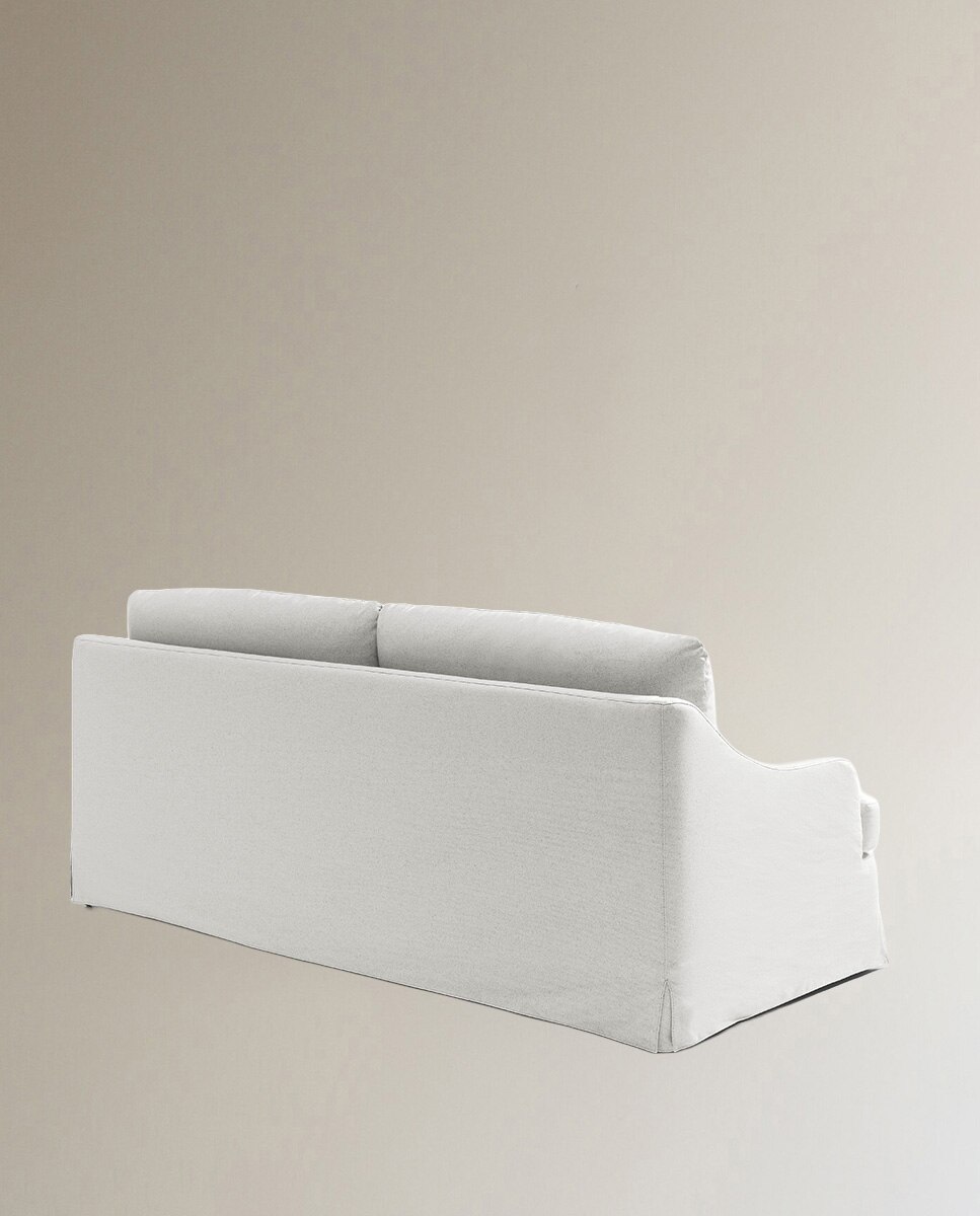 Sofá de 3 plazas desenfundable mezcla lino Devon - Blanco Blanco-4
