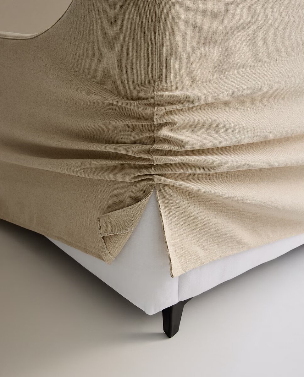 Sofá de 2,5 plazas desenfundable mezcla lino Devon - Beige Beige-4