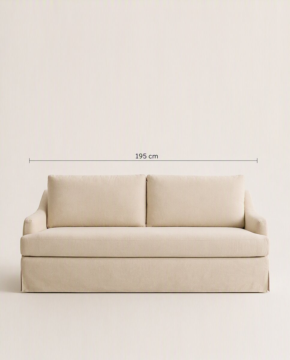 Sofá de 2,5 plazas desenfundable mezcla lino Devon - Beige Beige-5
