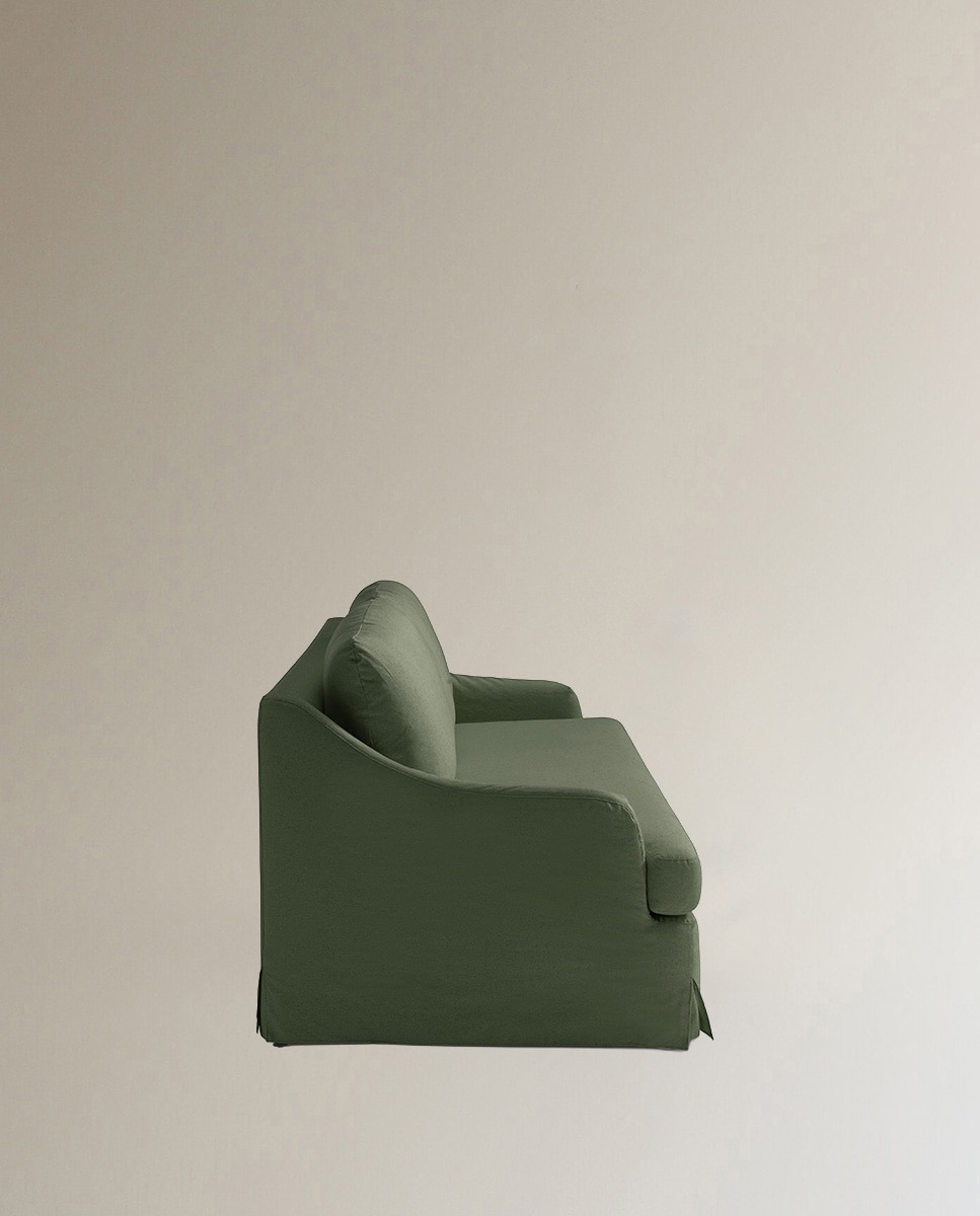 Sofá de 3 plazas desenfundable mezcla lino Devon - Verde suave Verde suave-3