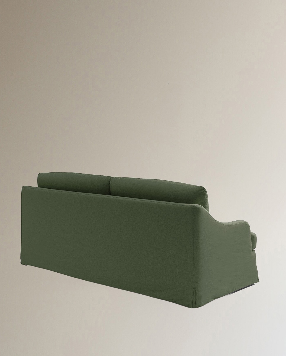 Sofá de 3 plazas desenfundable mezcla lino Devon - Verde suave Verde suave-4