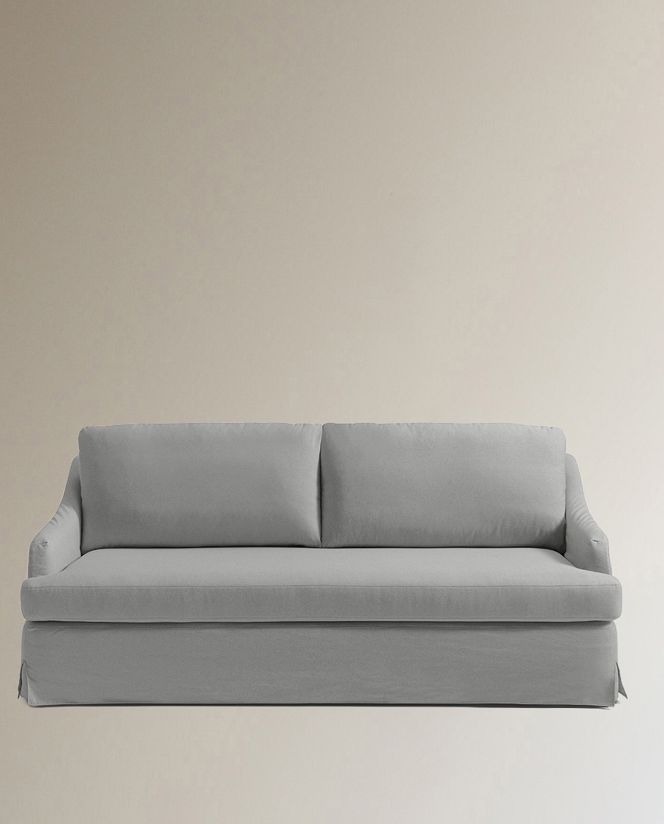 Sofá de 3 plazas desenfundable mezcla lino Devon - Gris Gris-2