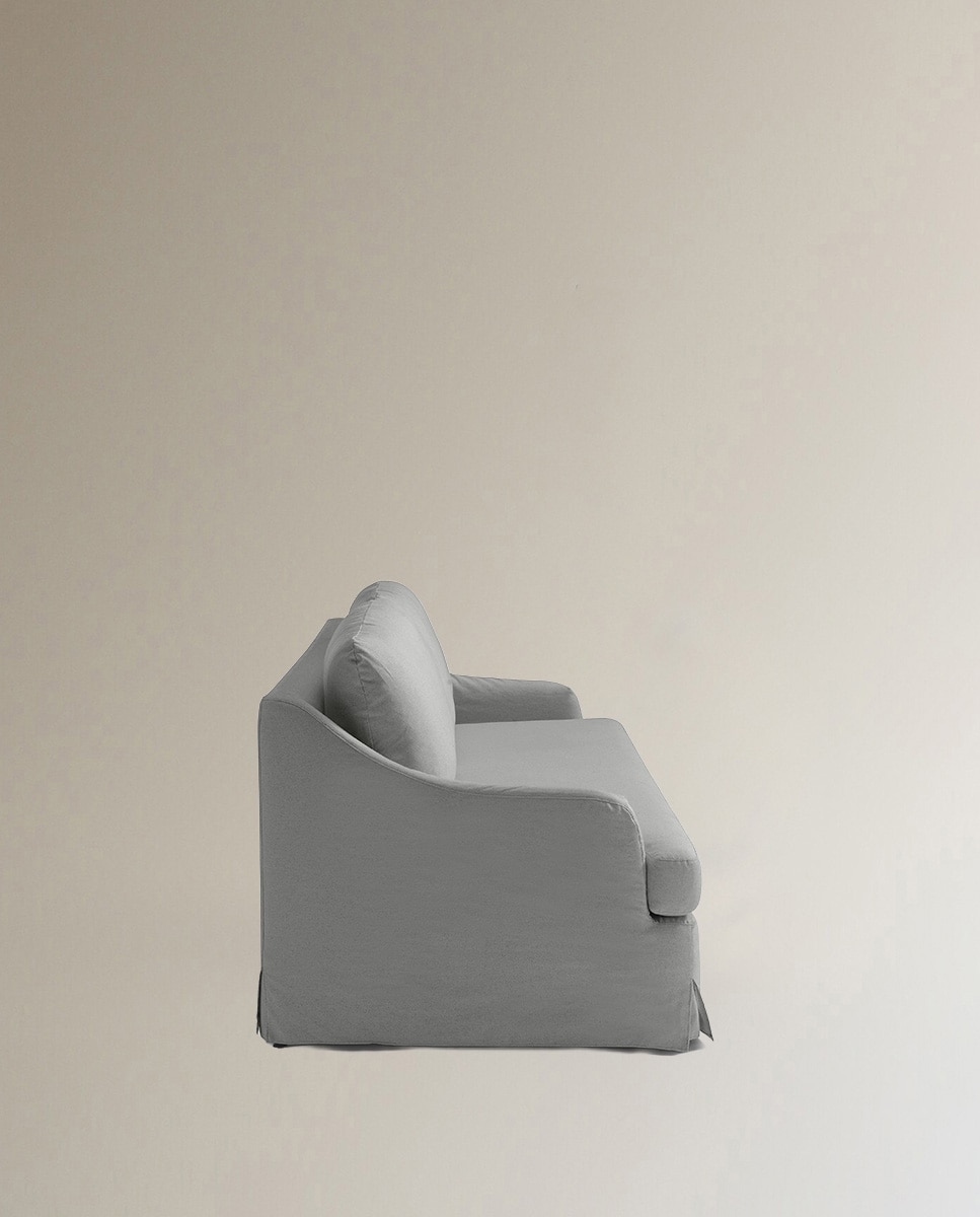 Sofá de 3 plazas desenfundable mezcla lino Devon - Gris Gris-3