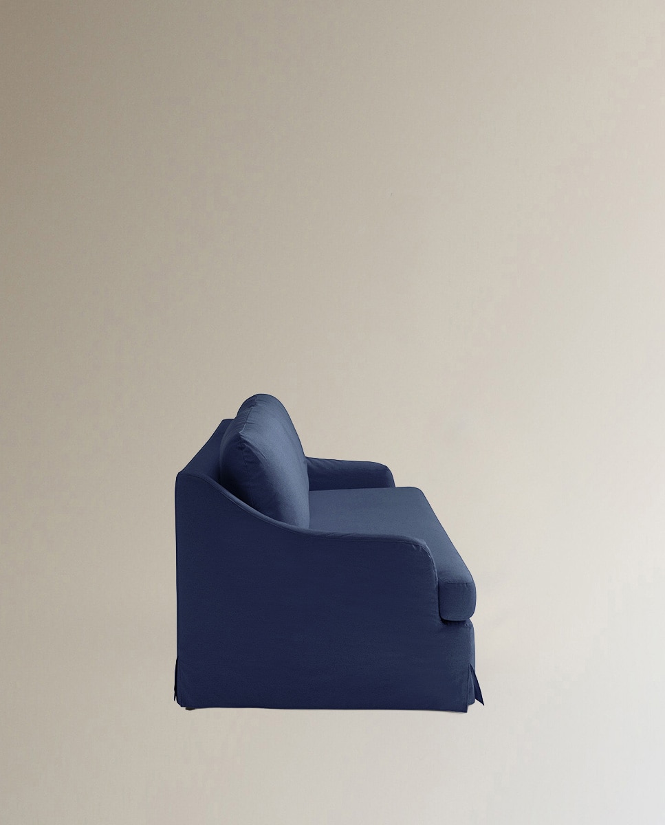 Sofá de 3 plazas desenfundable mezcla lino Devon - Azul marino Azul marino-3