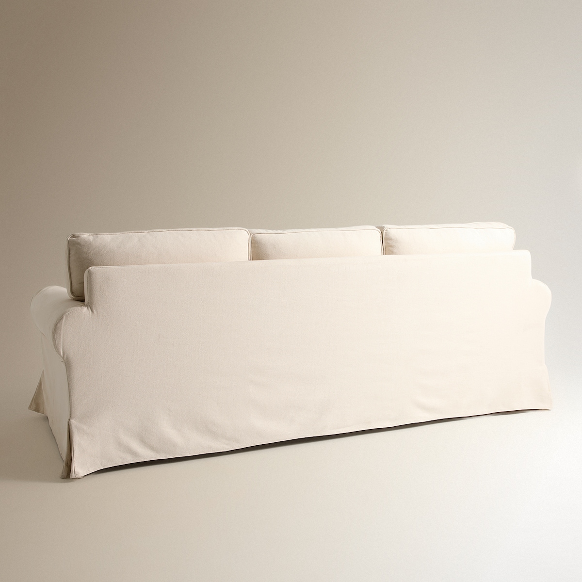 Sofá de 3 Lugares Desembainhável de Algodão e Linho com Braço Redondo Bolonia Natural-5