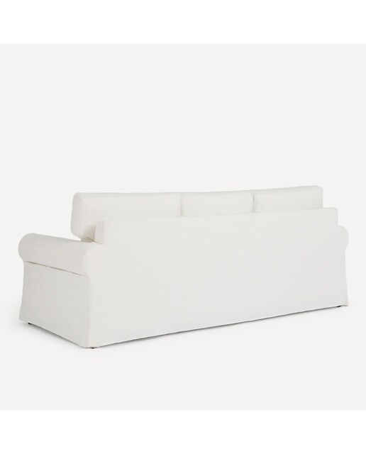 Sofá de 3 plazas desenfundable de algodón y lino con brazo redondo Bolonia El Corte Inglés - Blanco Blanco-4