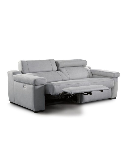 Sofá de 3 Lugares com 2 Assentos com Relax City Cinzento-claro-2