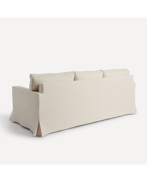 Sofá de 3 Lugares Desembainhável de Algodão e Linho com Braço Reto Bolonia Natural-4