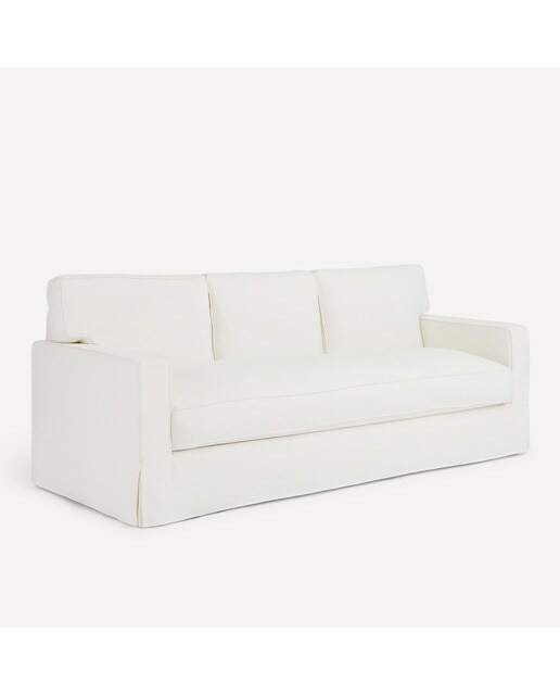 Sofá de 3 plazas desenfundable de algodón y lino con brazo recto Bolonia El Corte Inglés - Blanco Blanco-2