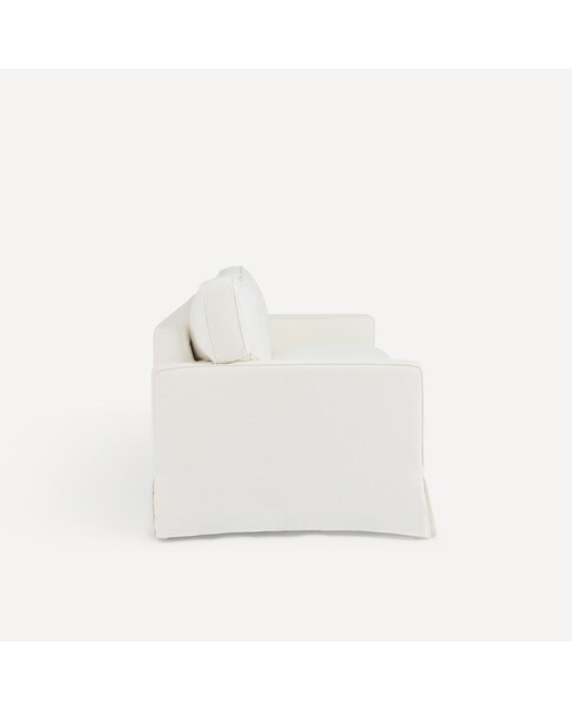 Sofá de 3 plazas desenfundable de algodón y lino con brazo recto Bolonia El Corte Inglés - Blanco Blanco-3