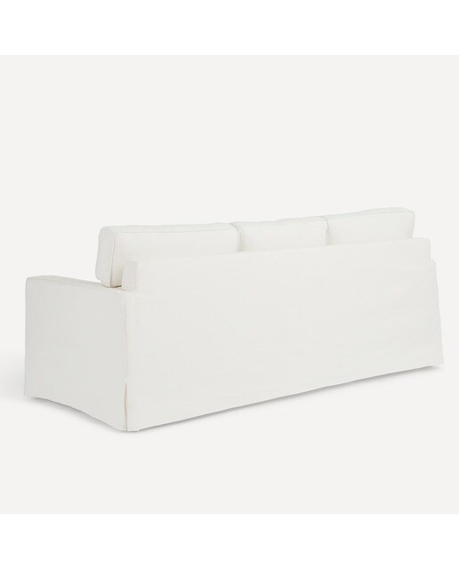 Sofá de 3 plazas desenfundable de algodón y lino con brazo recto Bolonia El Corte Inglés - Blanco Blanco-4