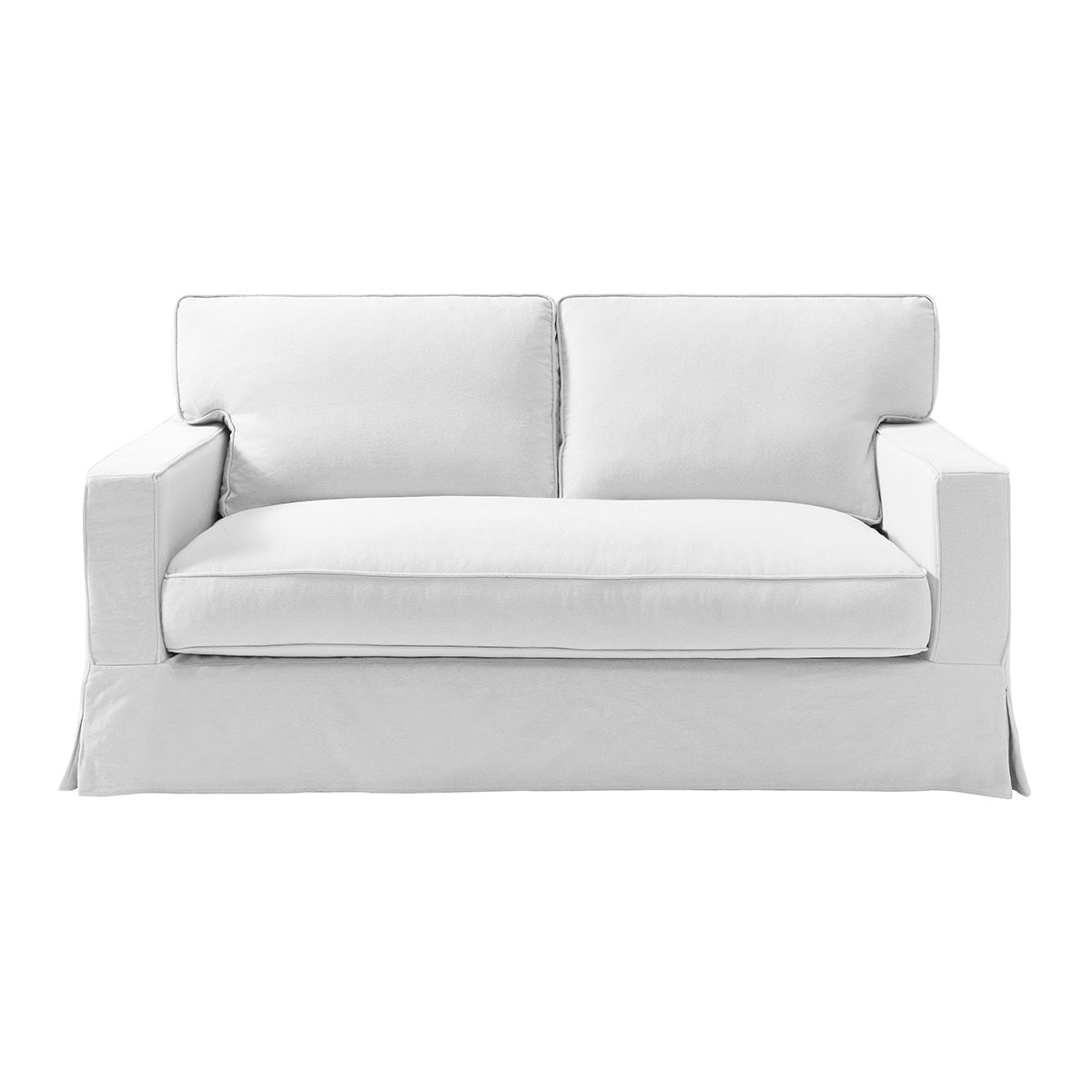 Sofá de 2,5 plazas desenfundable de algodón y lino con brazo recto Bolonia El Corte Inglés - Blanco Blanco-1
