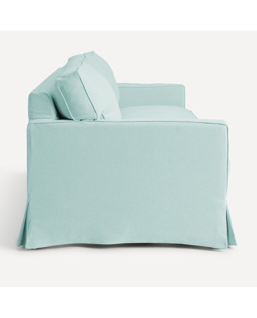 Sofá de 3 plazas desenfundable de algodón y lino con brazo recto Bolonia El Corte Inglés - Aqua Aqua-3